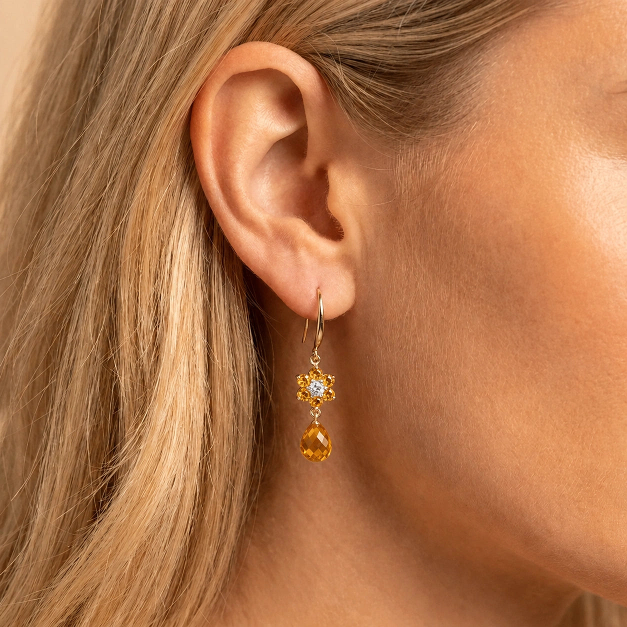 Yellow Gold Diamond & Citrine — Mariabattistina