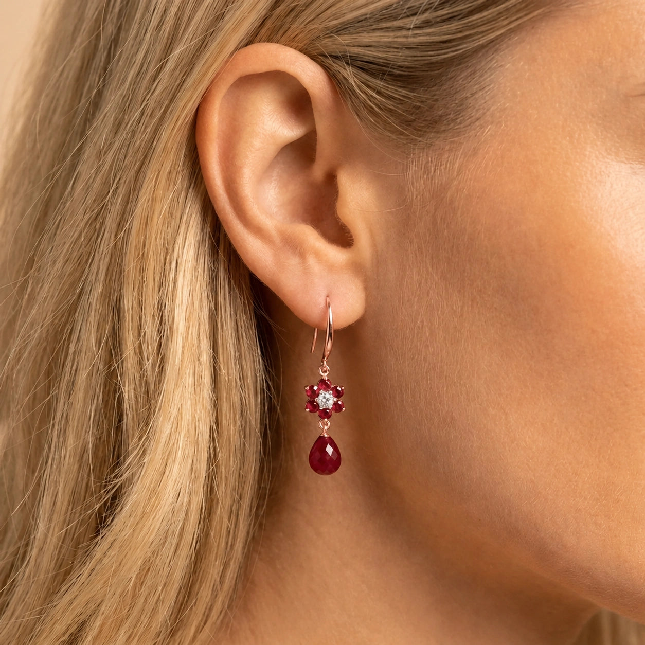 Rose Gold Belle Earrings Amethyst 10K — Giulia