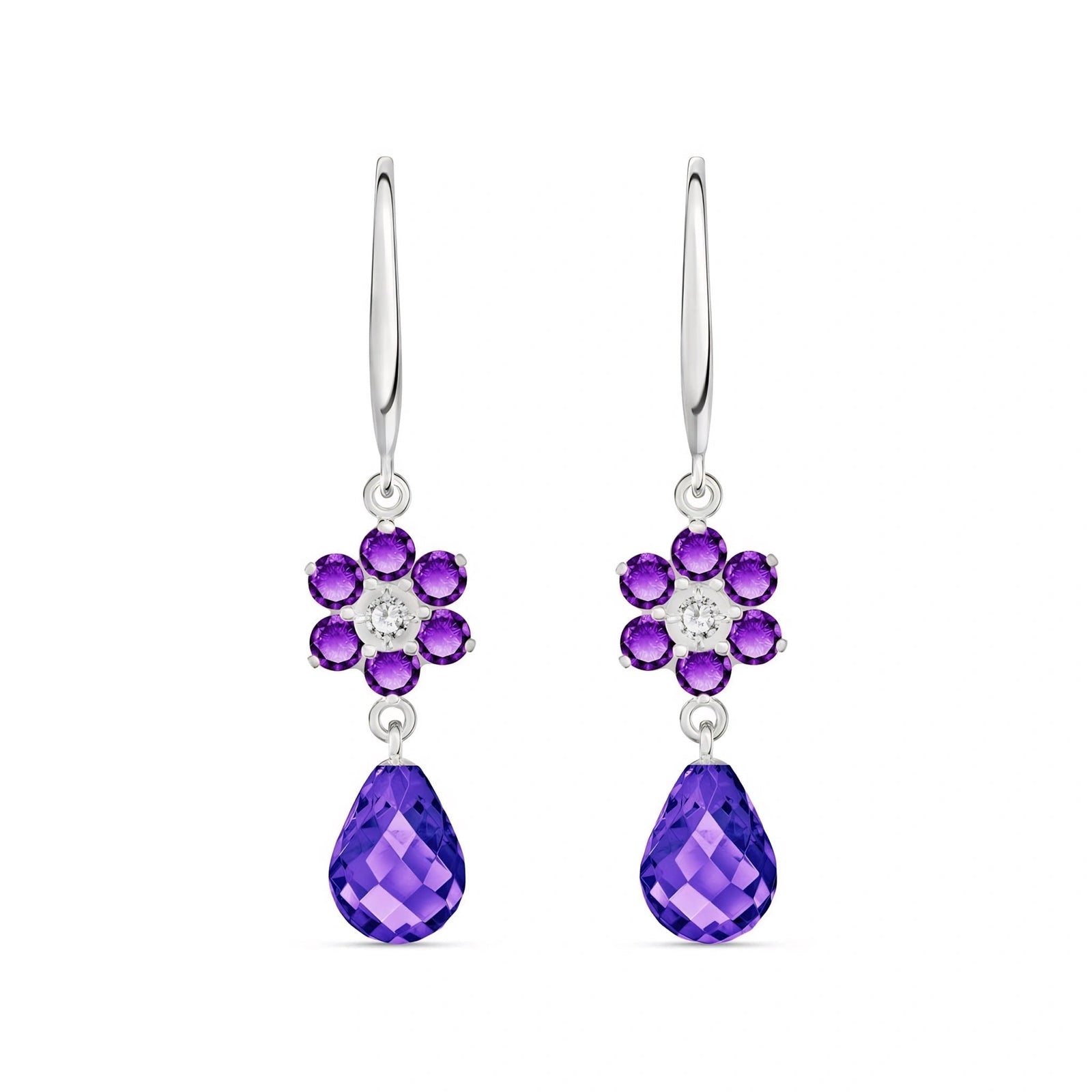 White Gold Belle Earrings Garnet 10K — Giulia