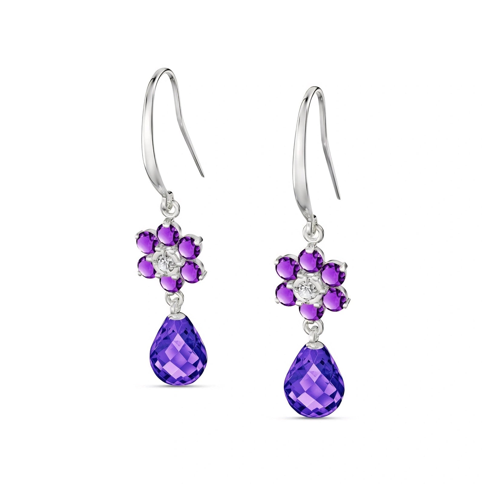 White Gold Belle Earrings Garnet 10K — Giulia