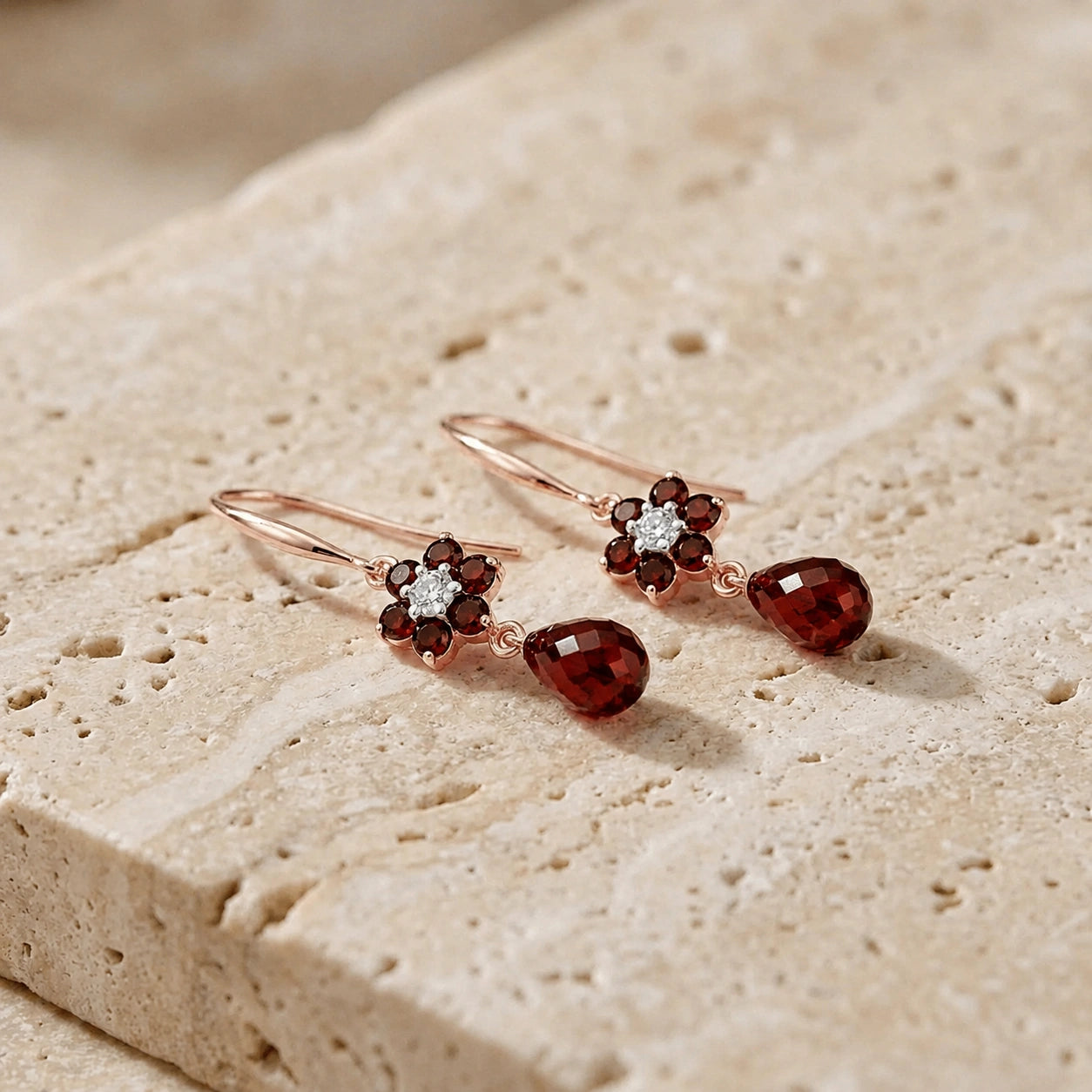 Rose Gold Belle Earrings Multi-Gemstone 10K — Giulia