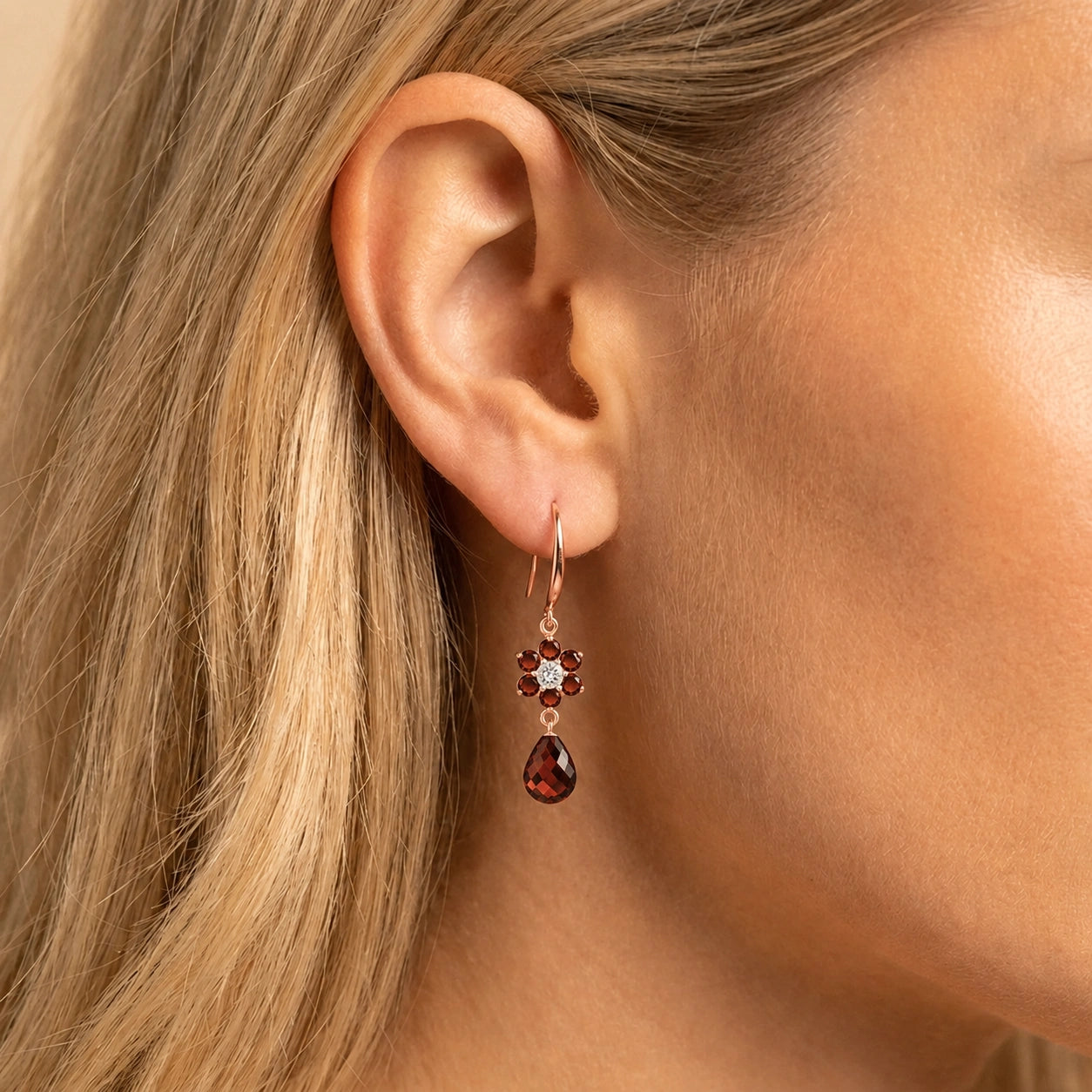 Rose Gold Belle Earrings Multi-Gemstone 10K — Giulia
