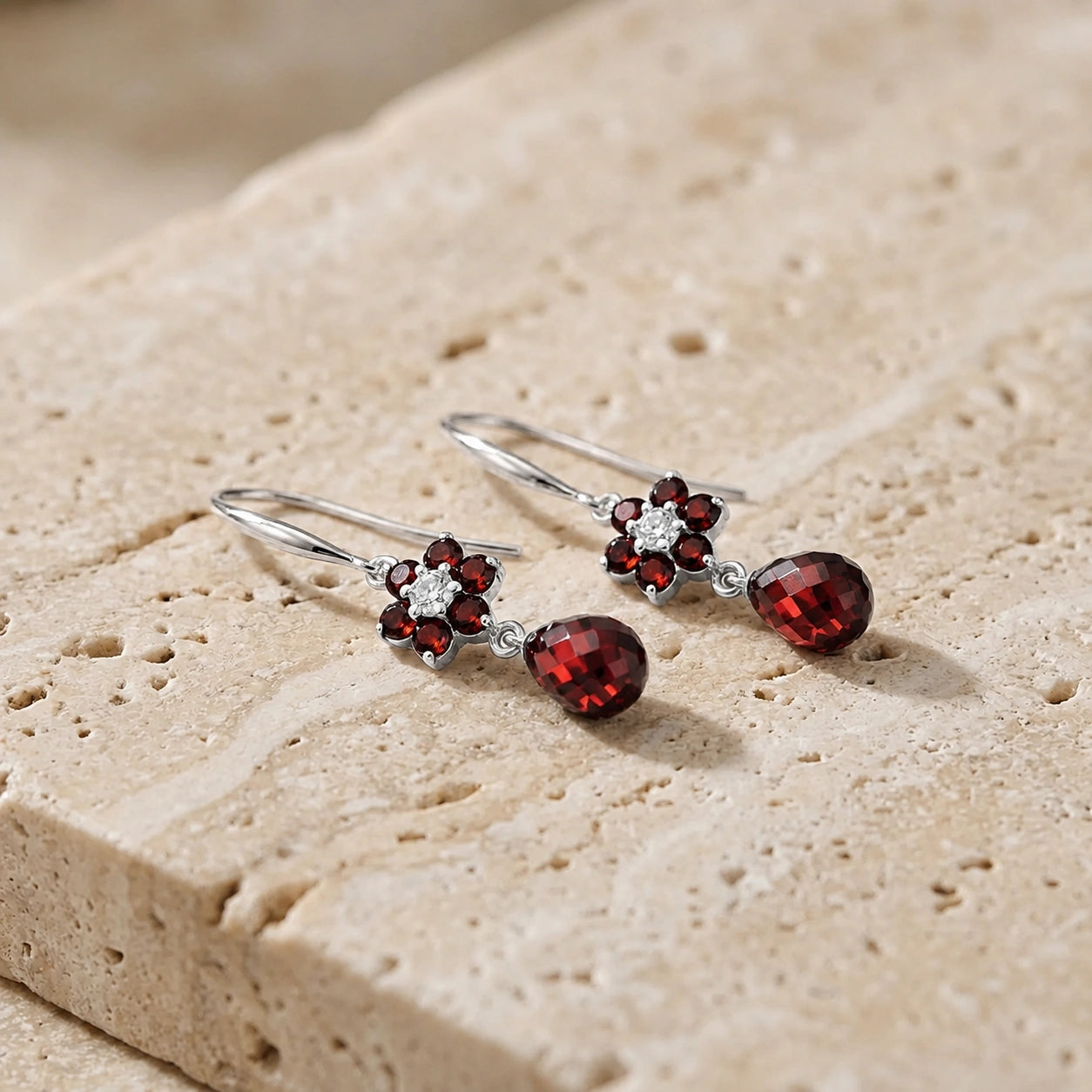 White Gold Belle Earrings Multi-Gemstone 10K — Giulia