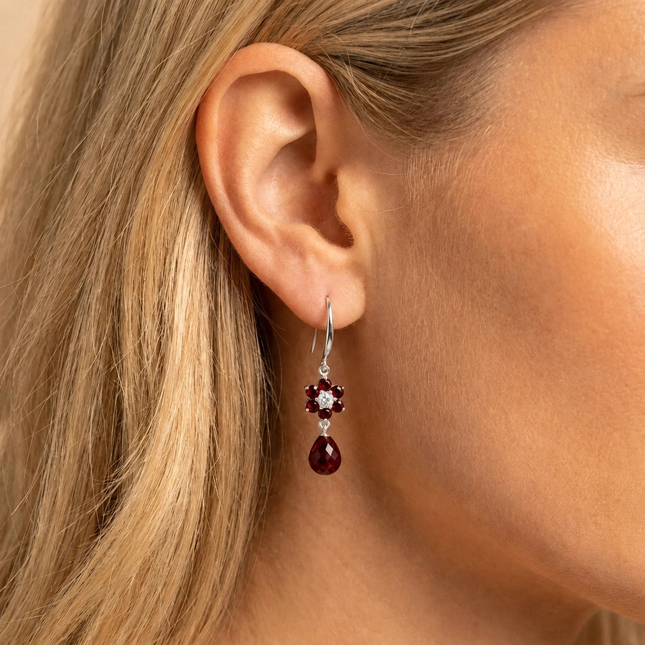 White Gold Belle Earrings Multi-Gemstone 10K — Giulia