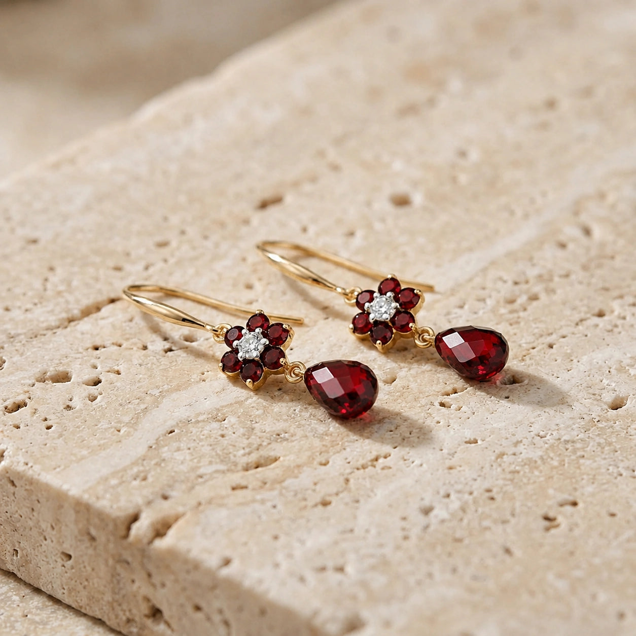 Yellow Gold Belle Earrings Multi-Gemstone 10K — Giulia