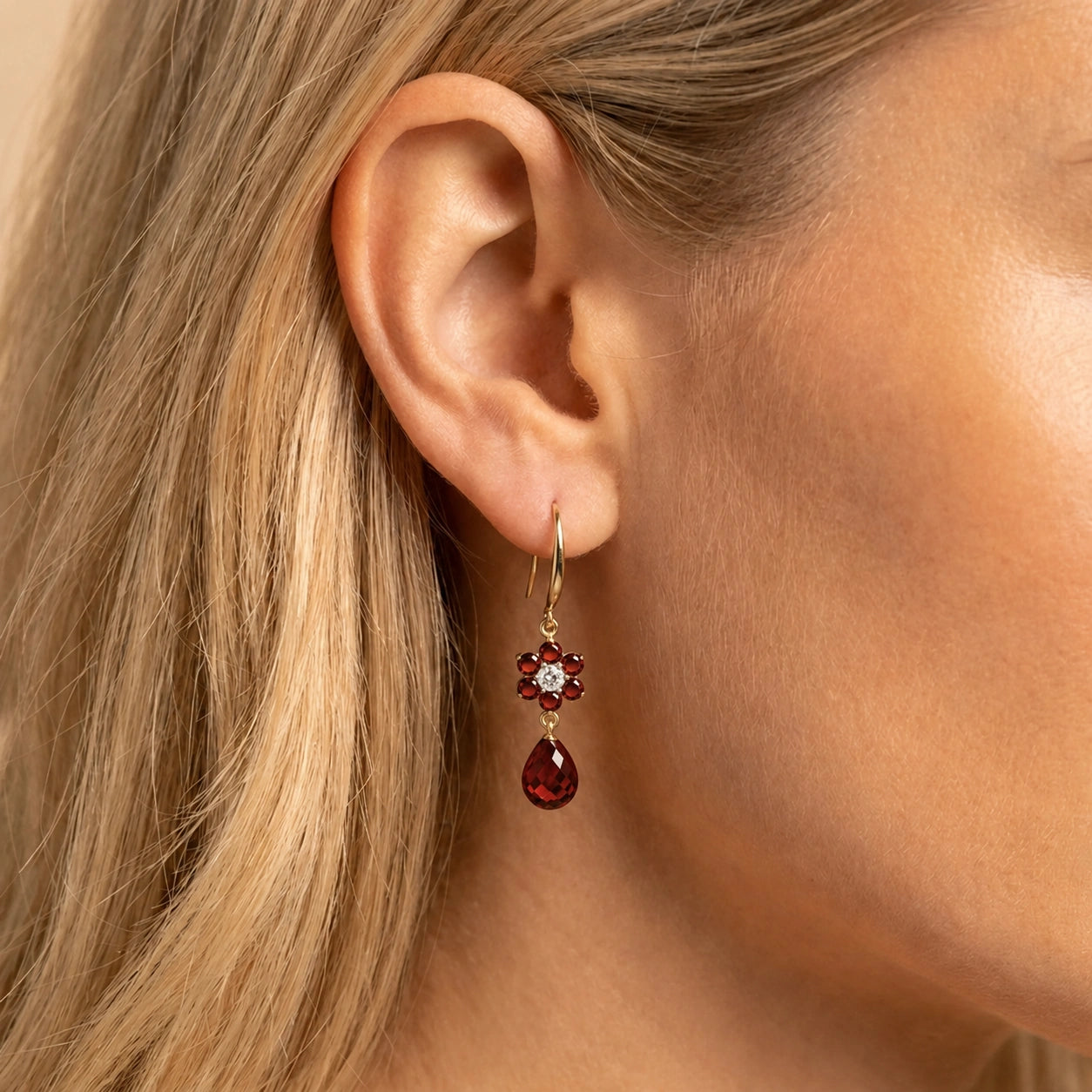 Yellow Gold Belle Earrings Multi-Gemstone 10K — Giulia