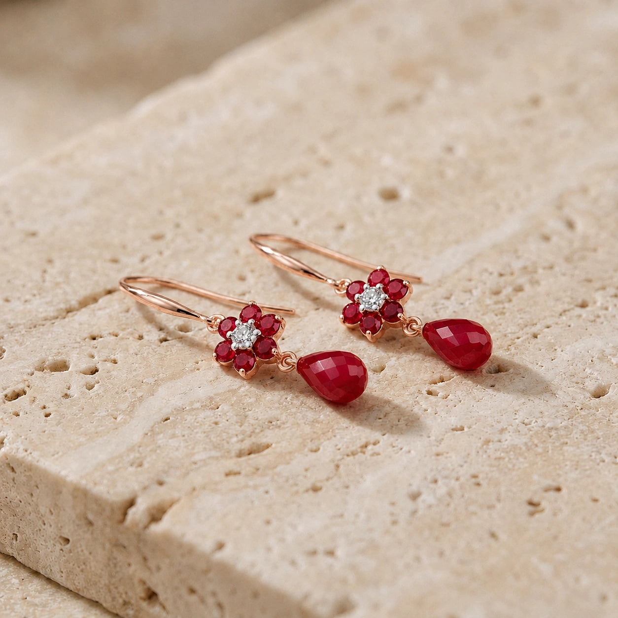 Rose Gold Belle Earrings Ruby 10K — Giulia