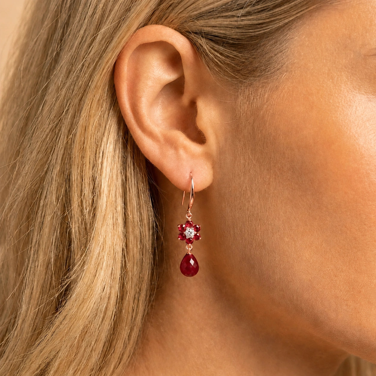 Rose Gold Belle Earrings Ruby 10K — Giulia