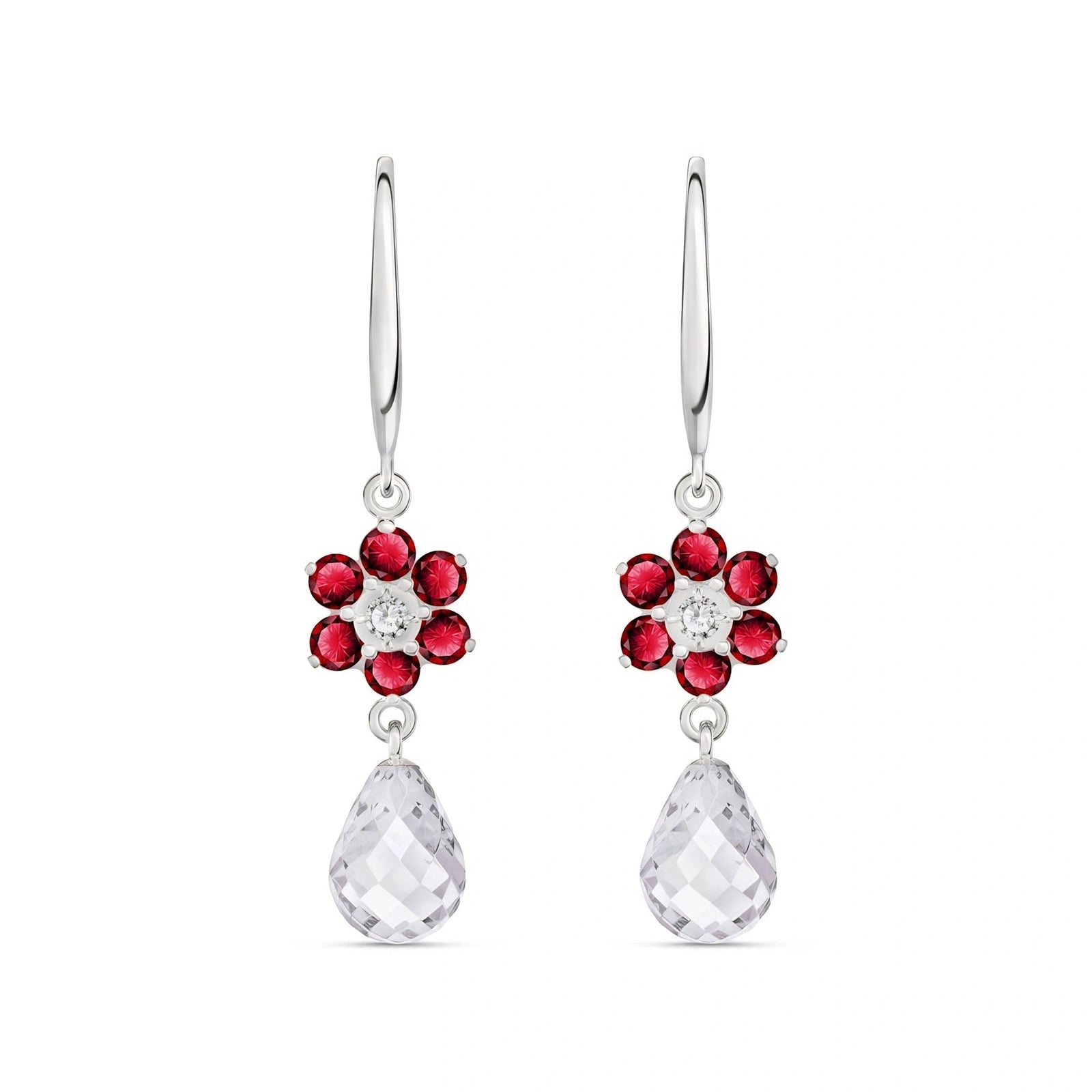 White Gold Belle Earrings Ruby 10K — Giulia