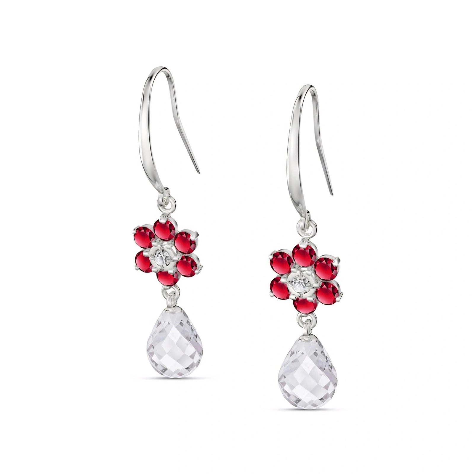 White Gold Belle Earrings Ruby 10K — Giulia