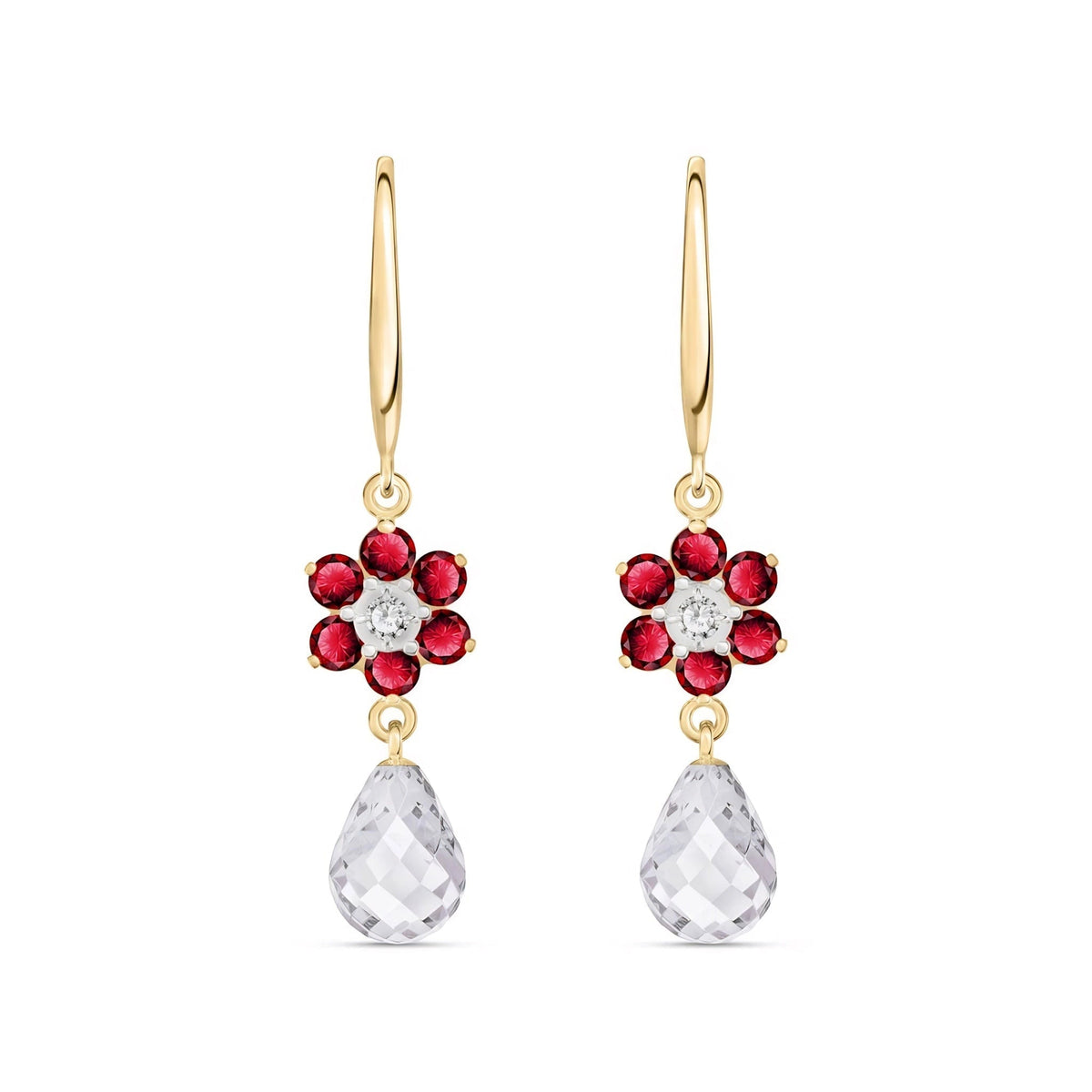 Yellow Gold Belle Earrings Diamond & Ruby — Giulia