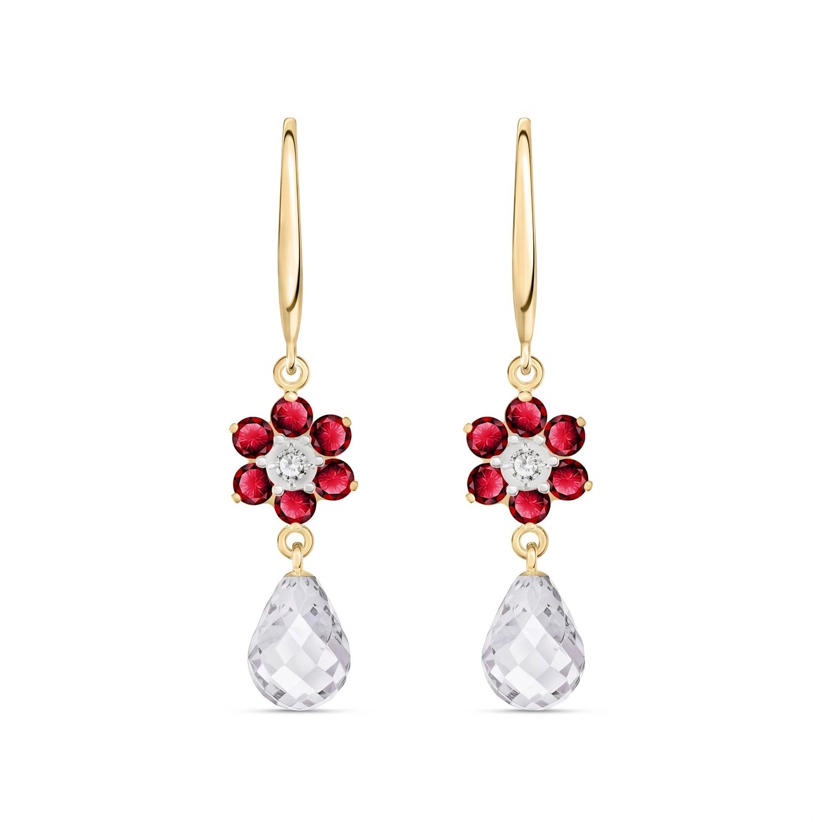 Yellow Gold Belle Earrings Ruby 10K — Giulia