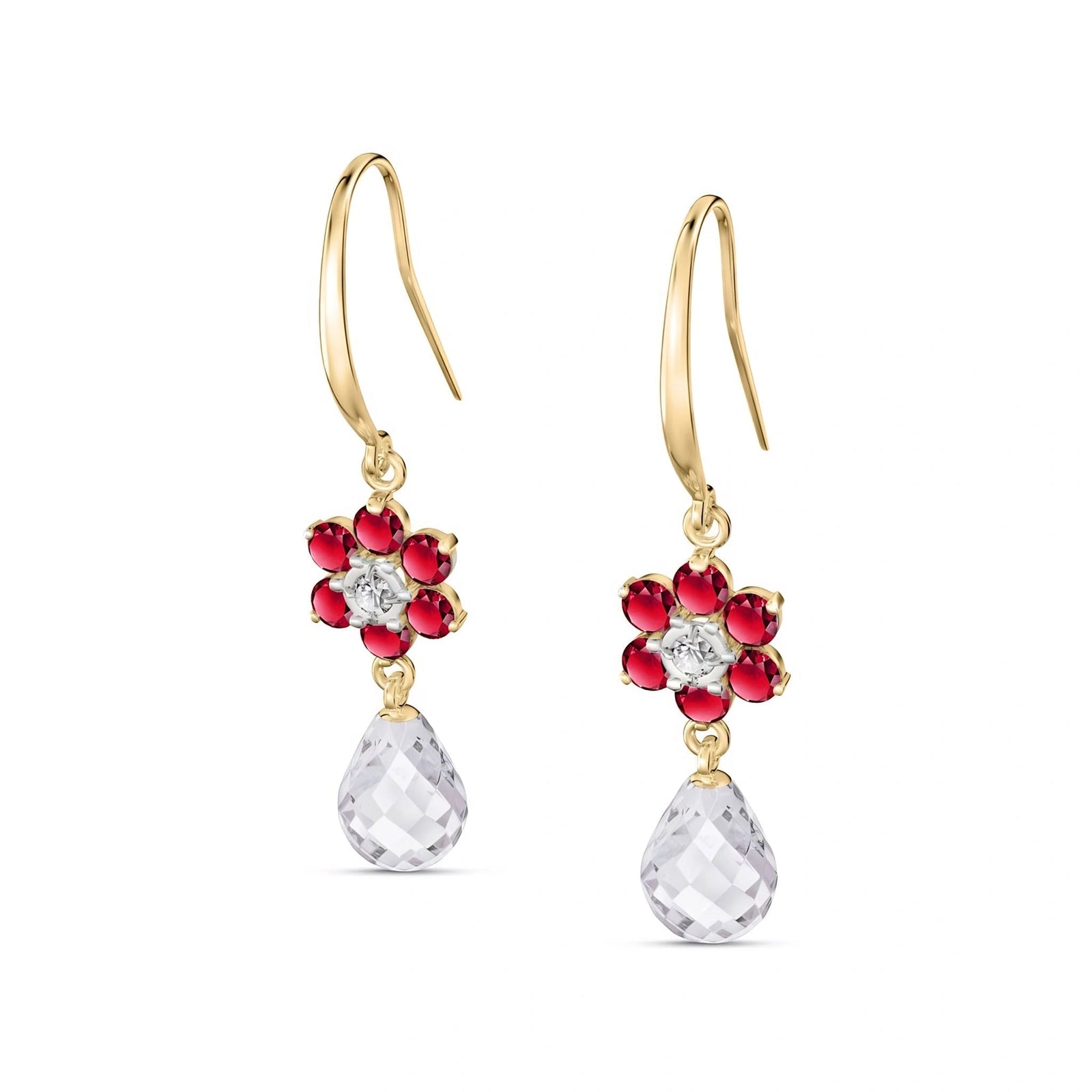 Yellow Gold Belle Earrings Ruby 10K — Giulia