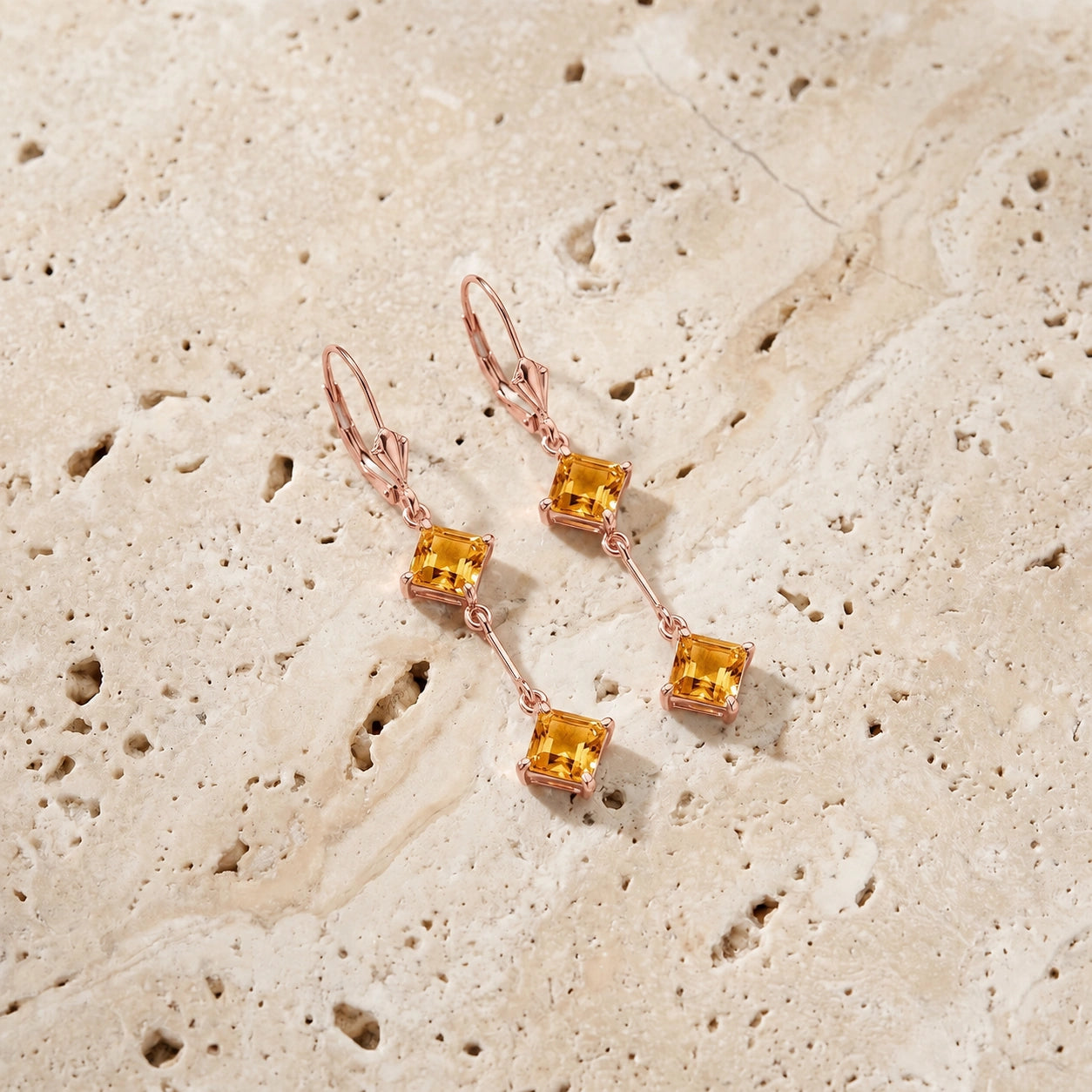 Rose Gold Signature Earrings Citrine 10K — Dalia