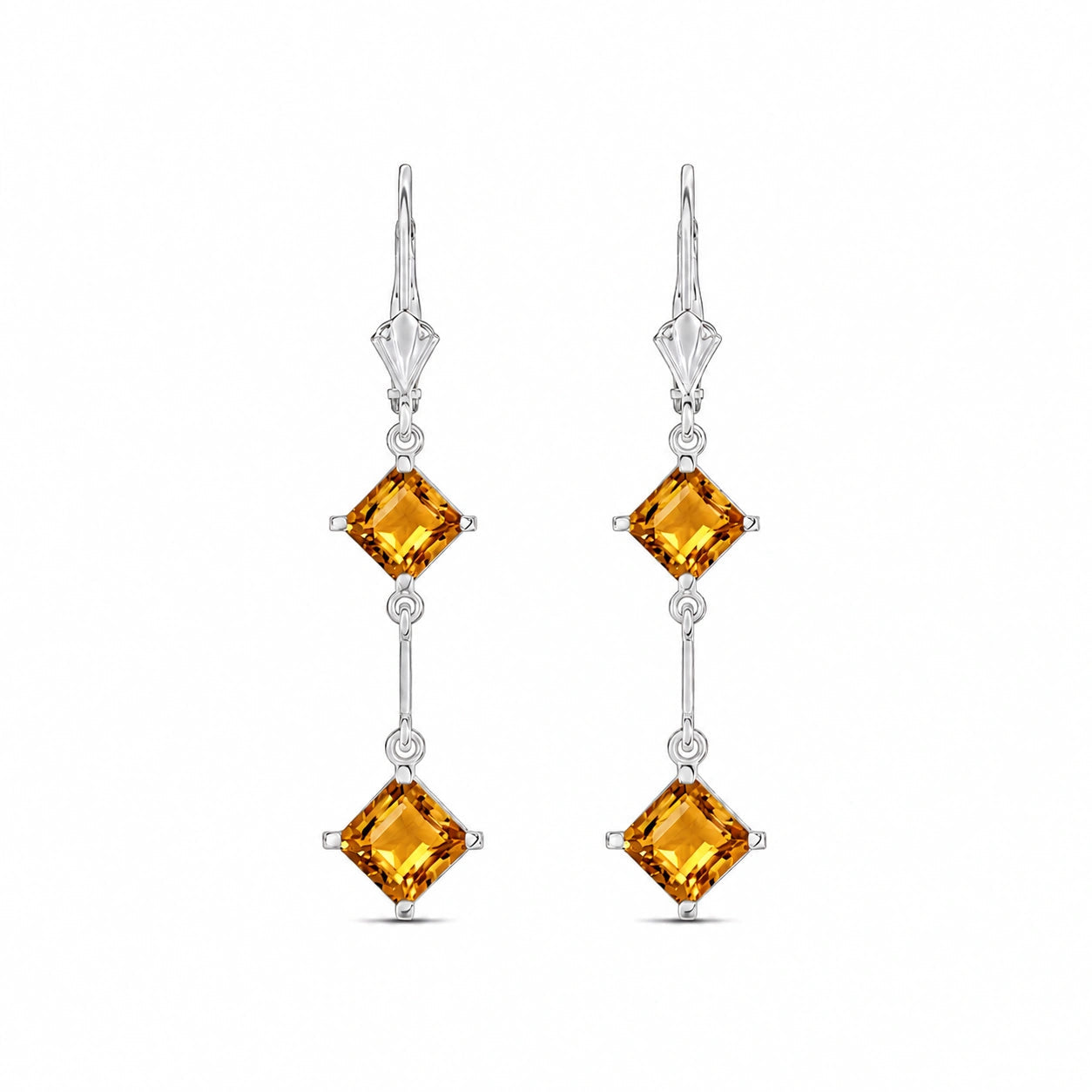 White Gold Signature Earrings Citrine 10K — Dalia