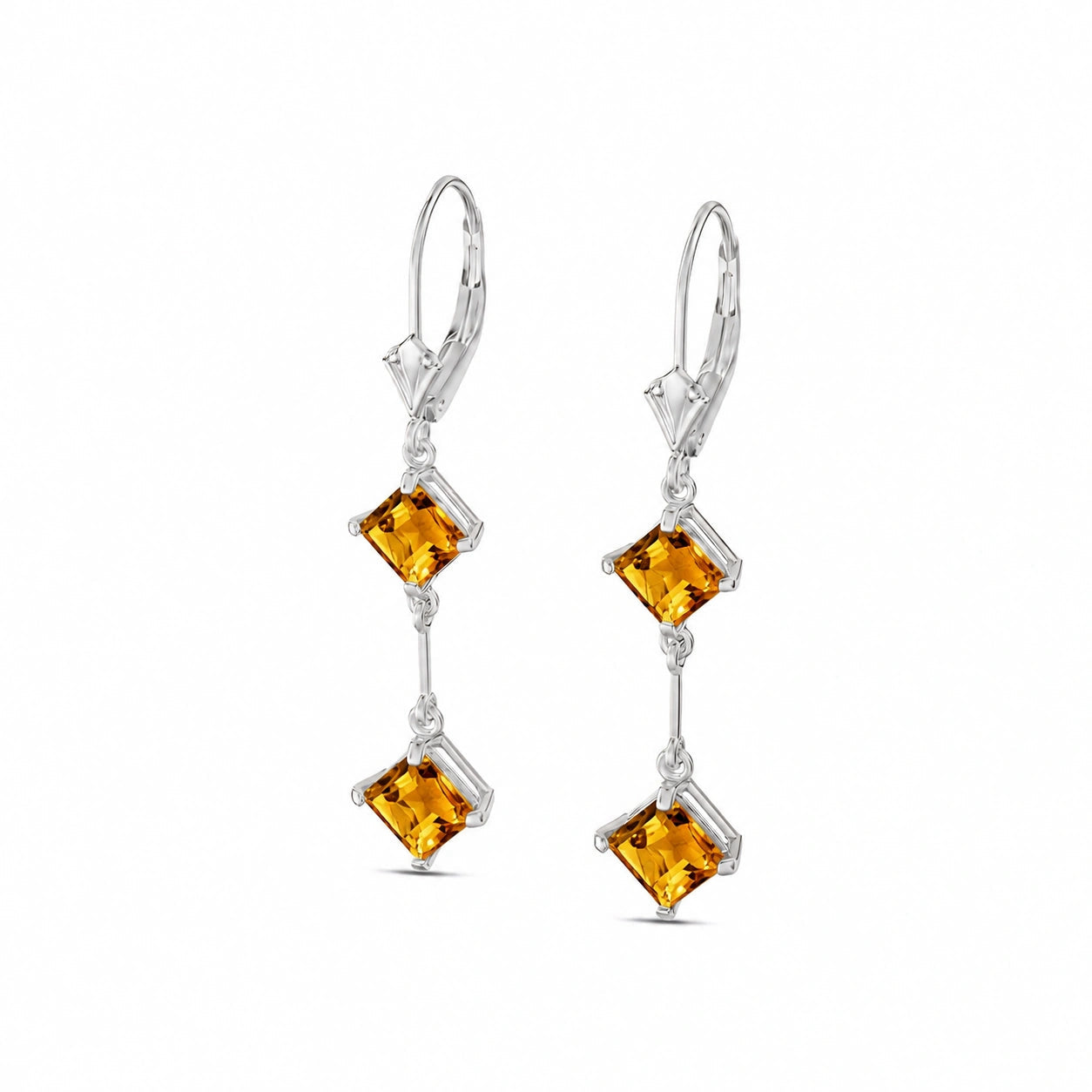 White Gold Signature Earrings Citrine 10K — Dalia