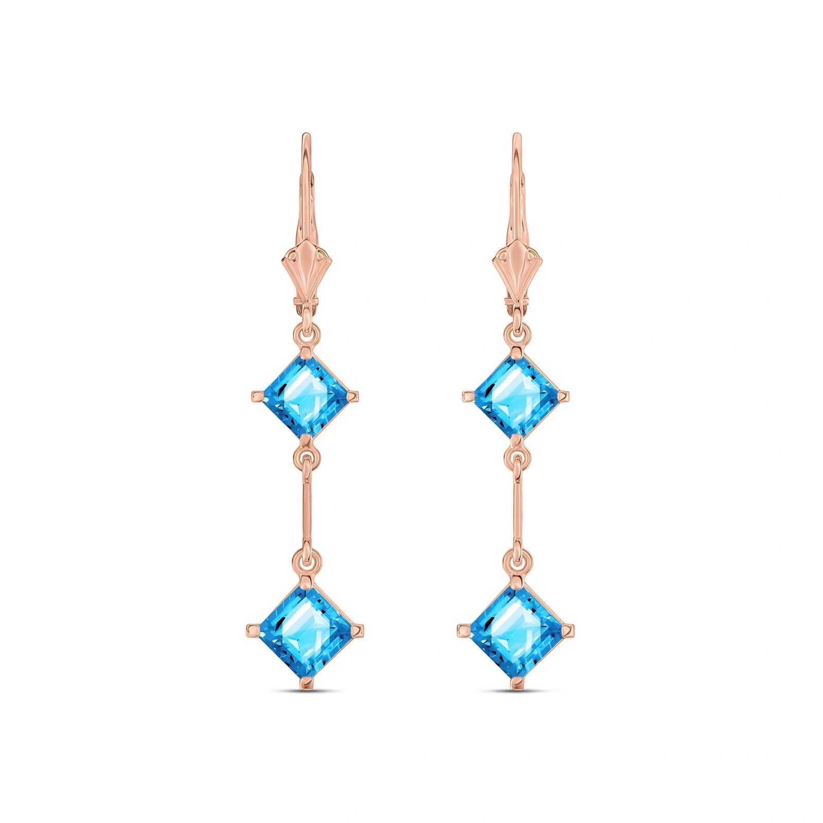 Rose Gold Signature Earrings Blue Topaz 10K — Dalia
