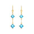Yellow Gold Signature Earrings Blue Topaz 10K — Dalia