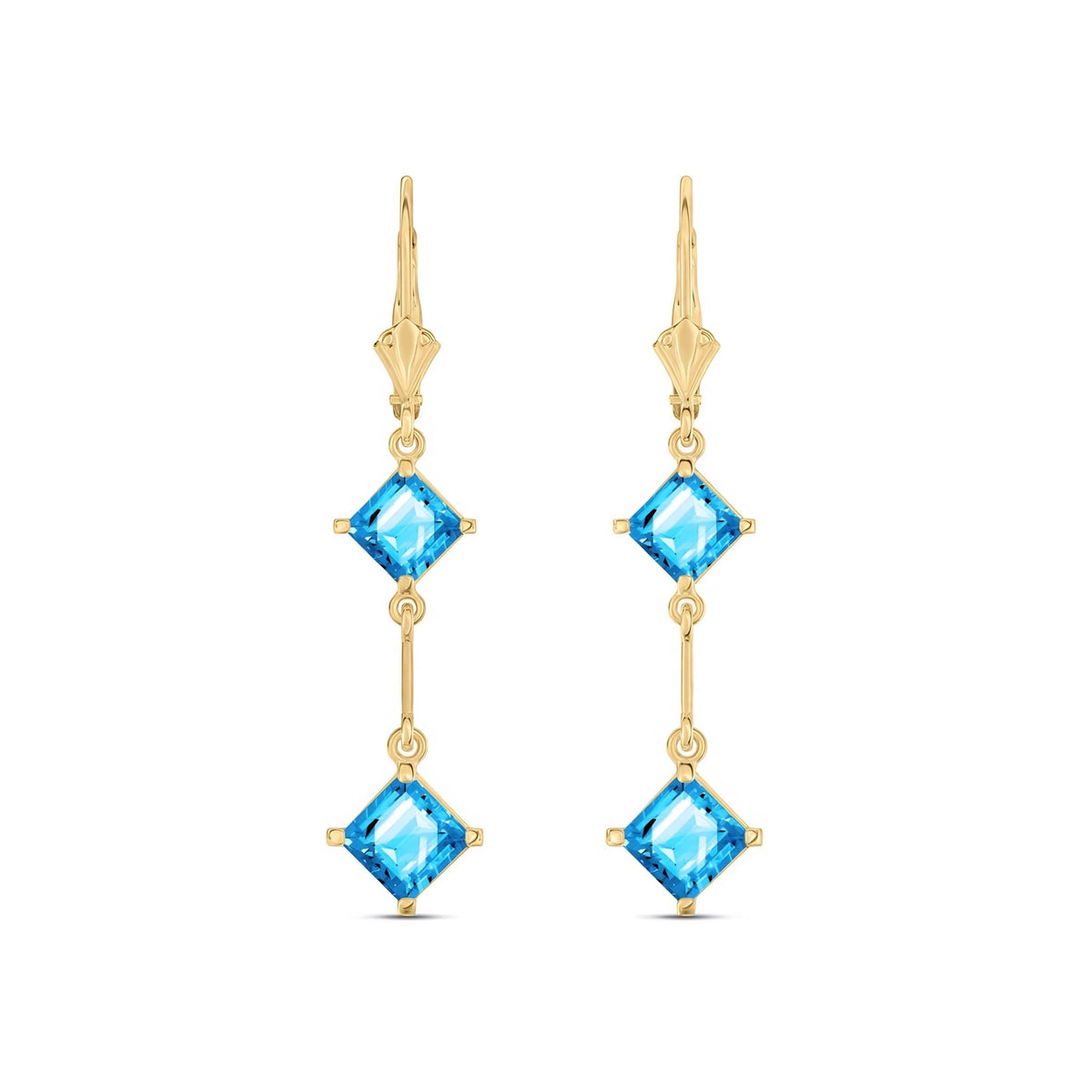 Yellow Gold Signature Earrings Blue Topaz 10K — Dalia