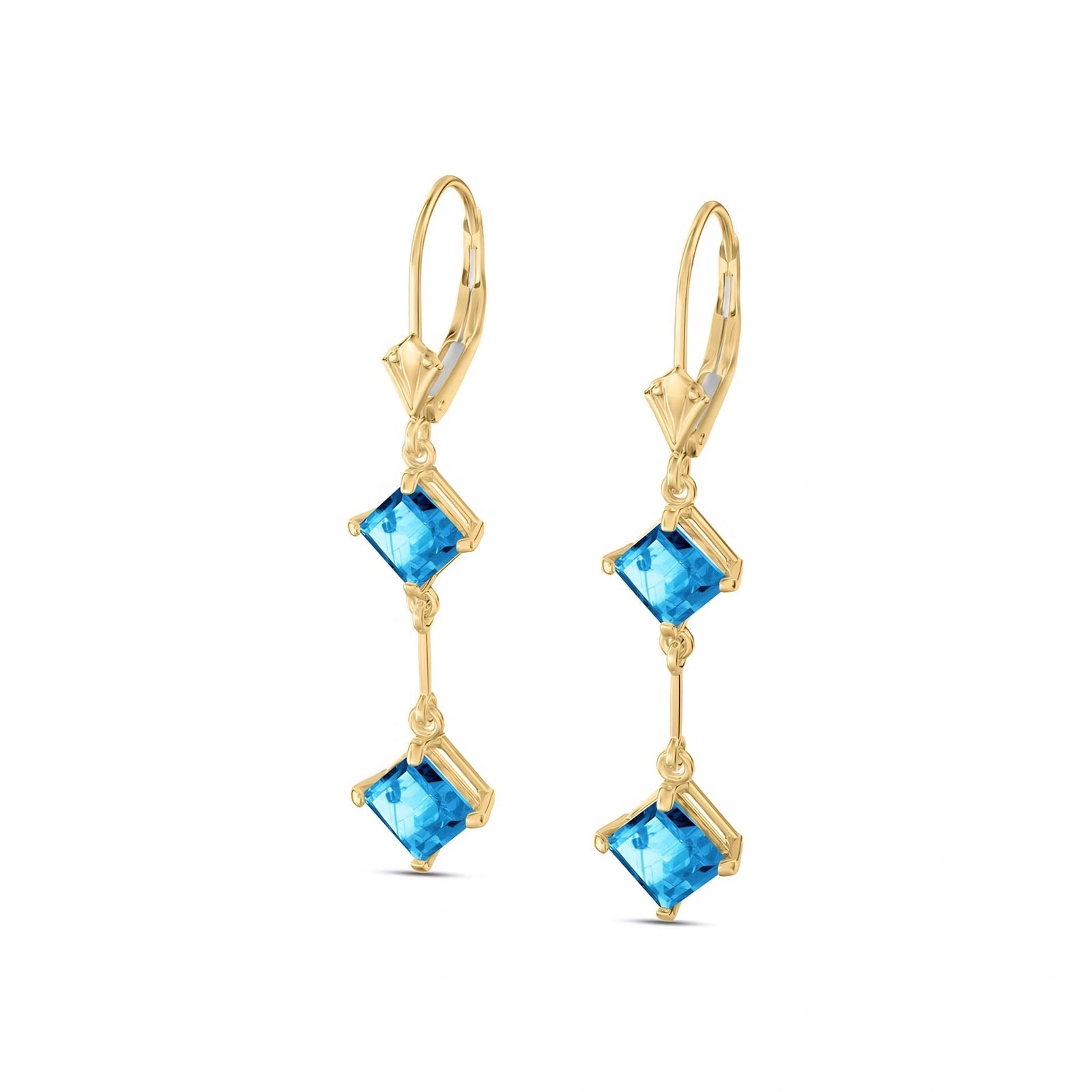 Yellow Gold Signature Earrings Blue Topaz 10K — Dalia