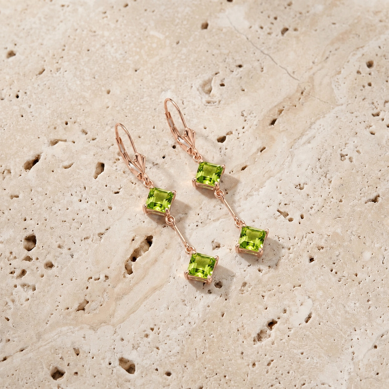 Rose Gold Signature Earrings Peridot 10K — Dalia