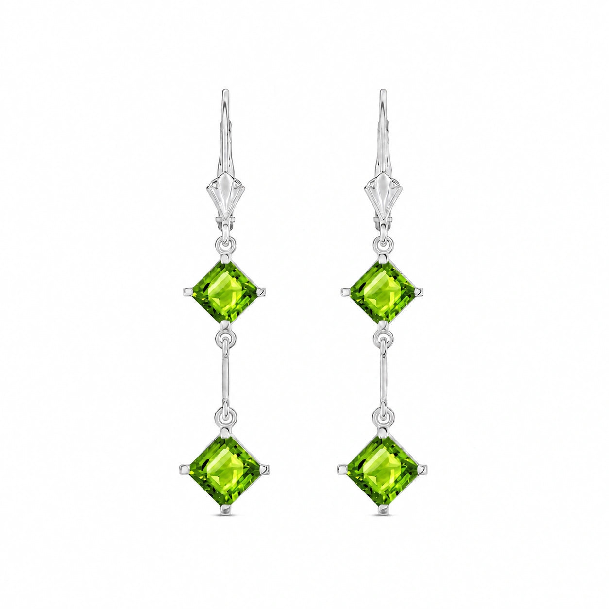 White Gold Signature Earrings Peridot 10K — Dalia