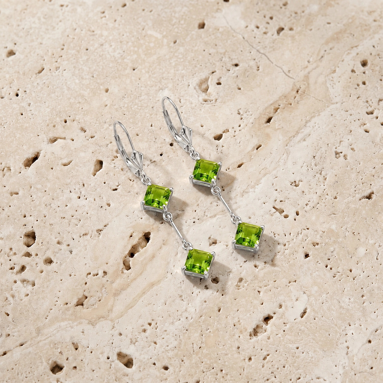 White Gold Signature Earrings Peridot 10K — Dalia