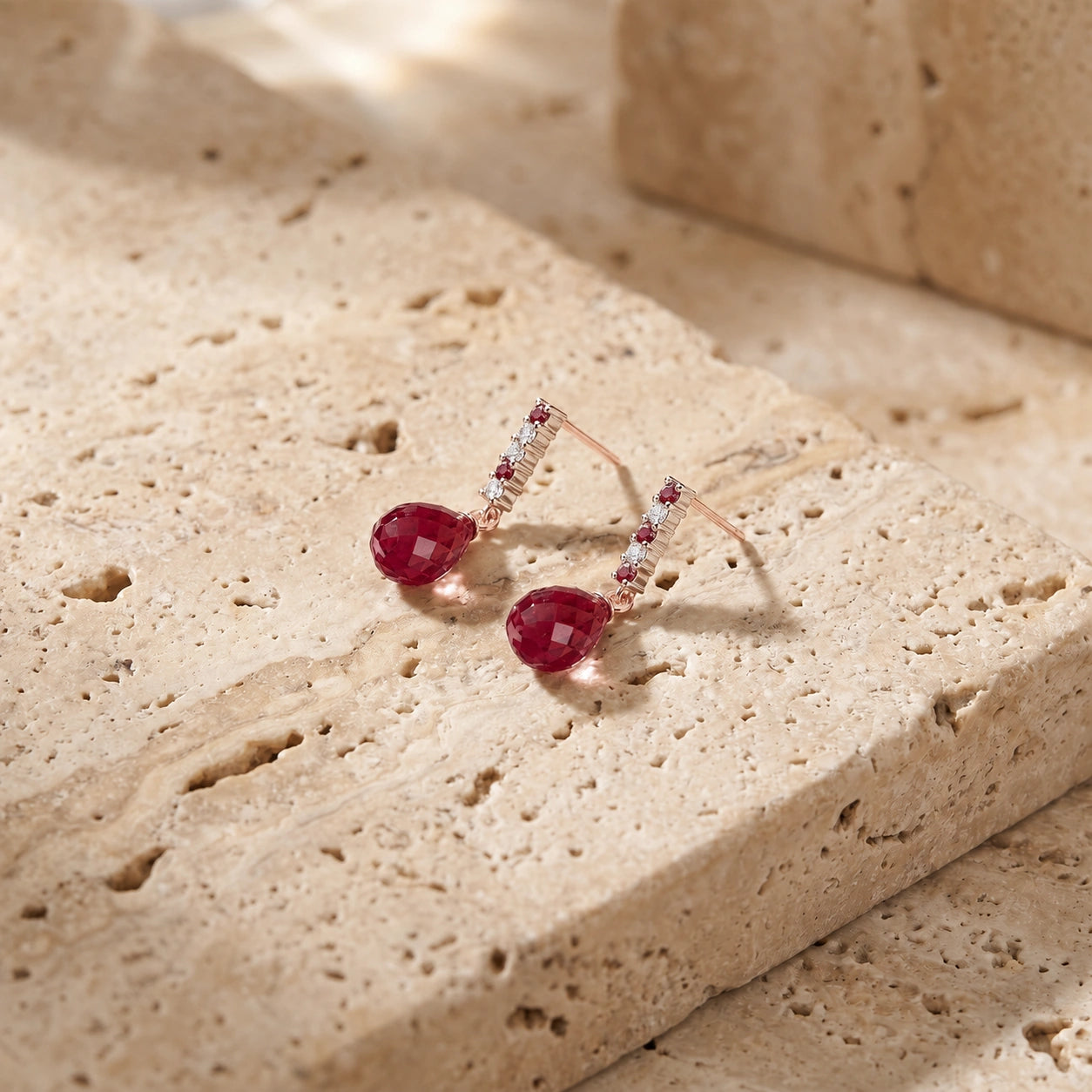 Rose Gold Earrings Ruby 10K — Nerina