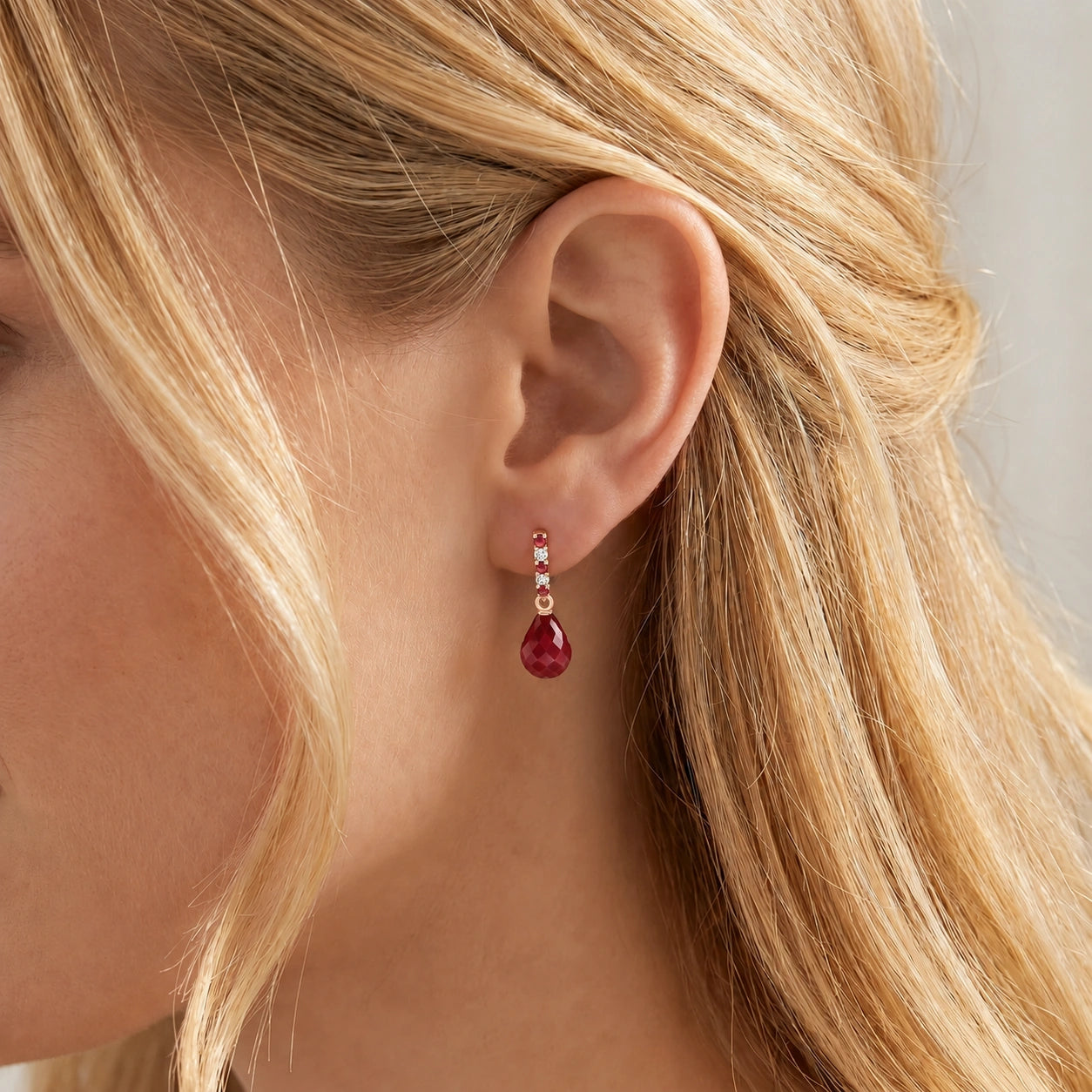 Rose Gold Earrings Ruby 10K — Nerina