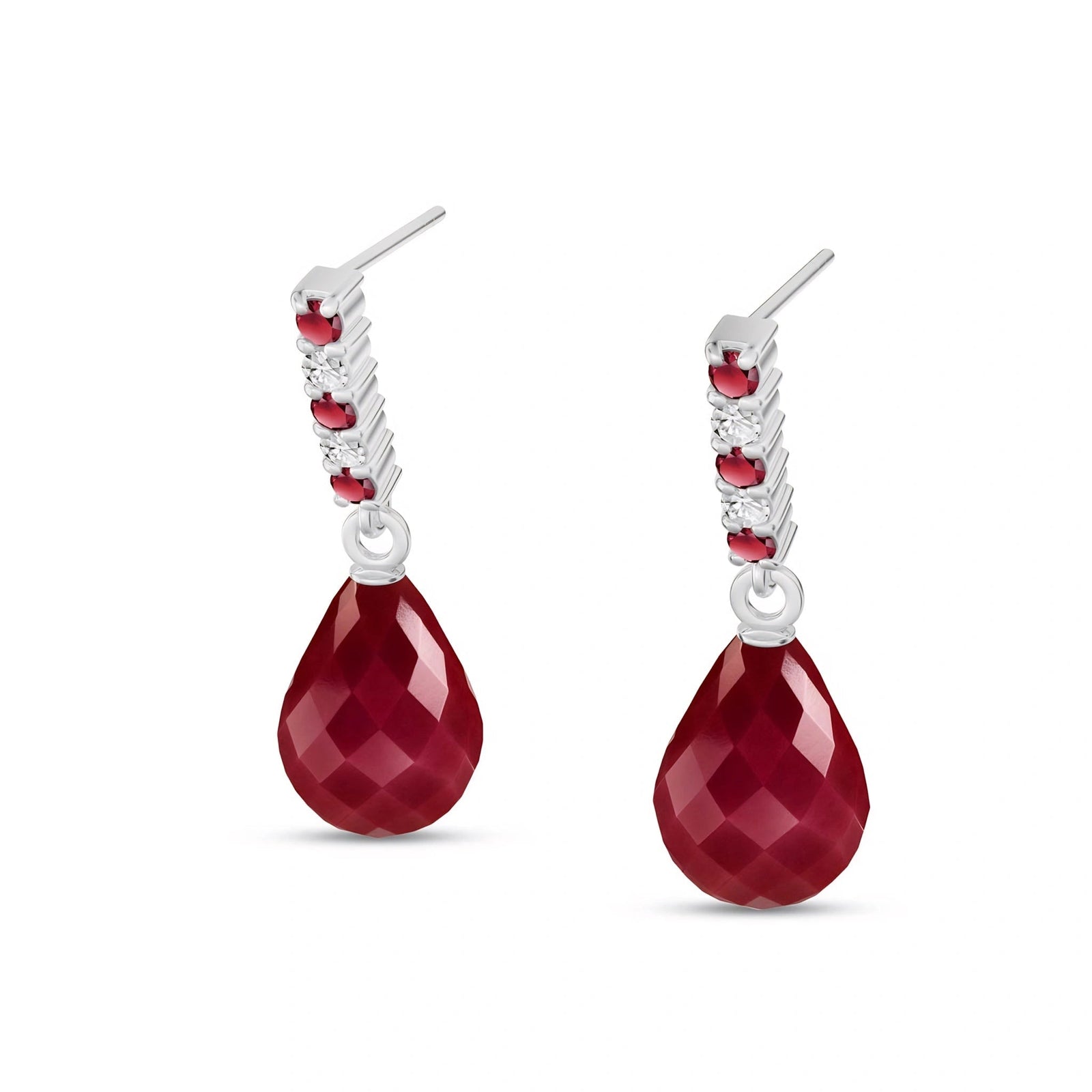 White Gold Earrings Ruby 10K — Nerina