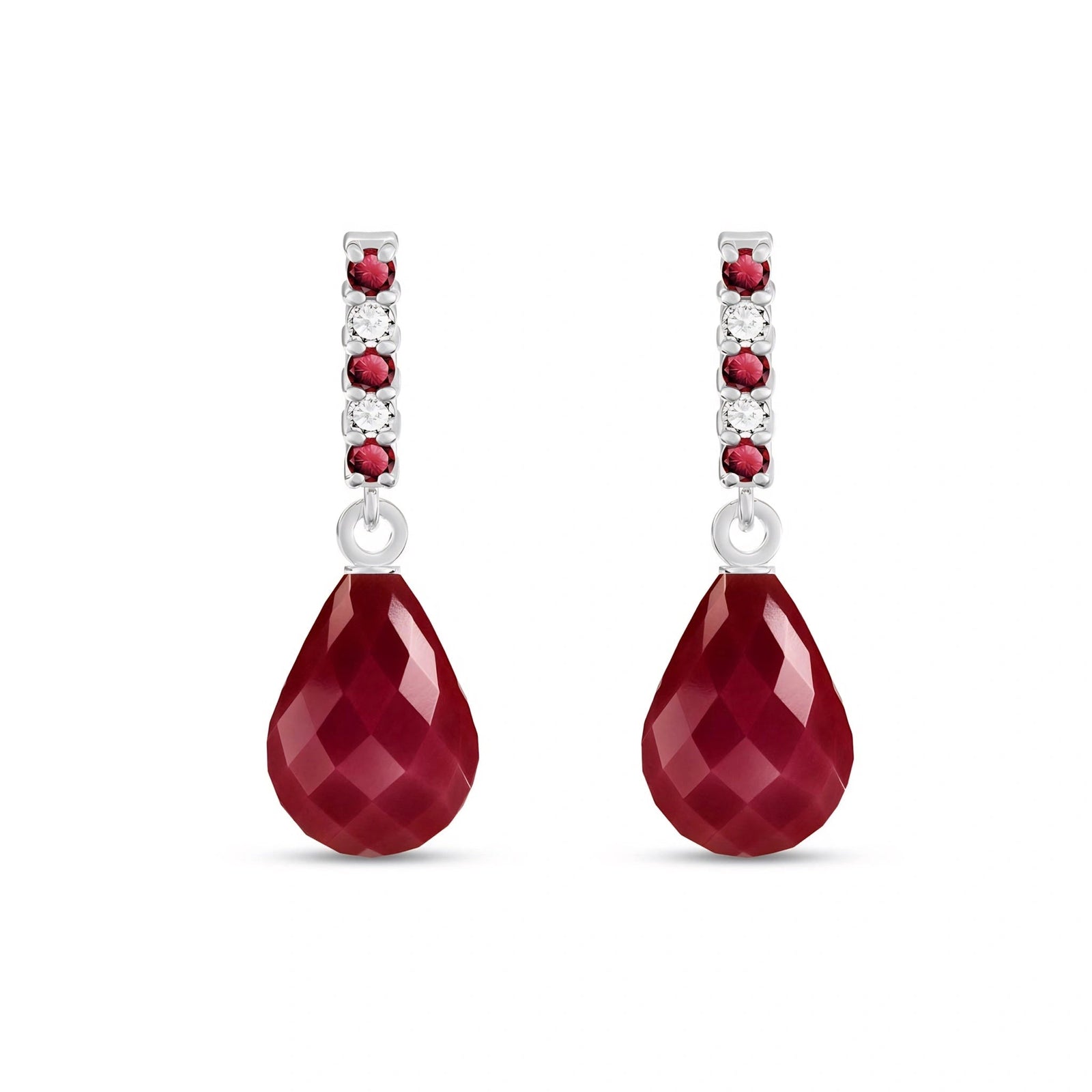 White Gold Earrings Ruby 10K — Nerina