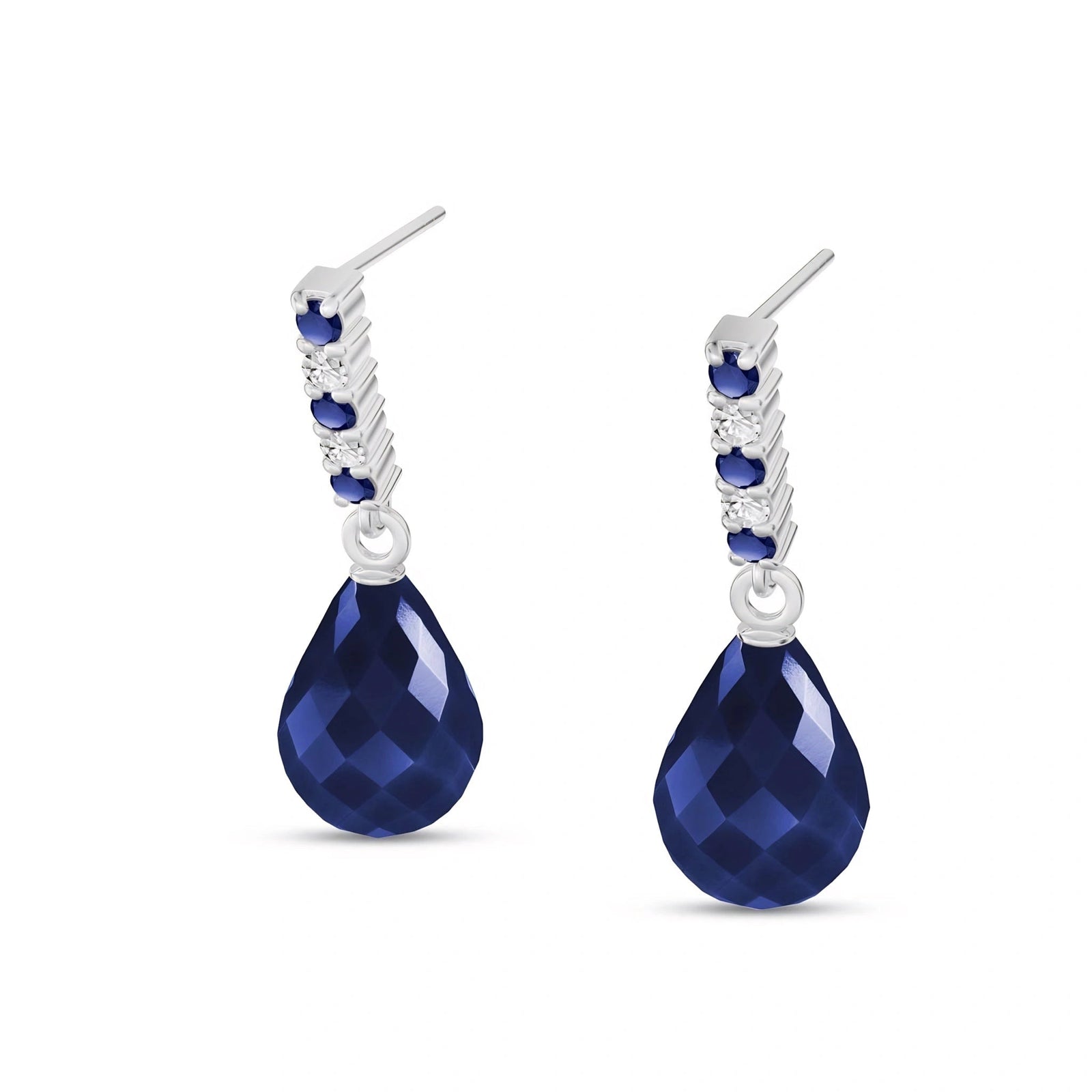 White Gold Earrings Sapphire 10K — Nerina
