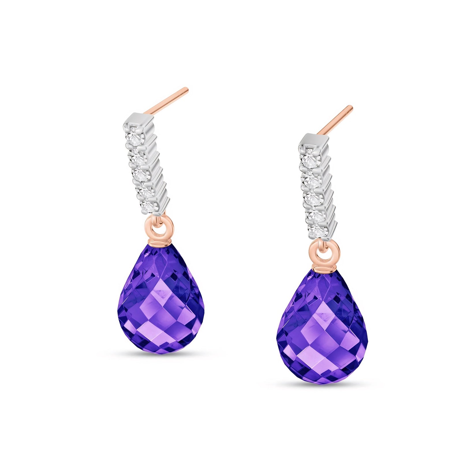 Rose Gold Earrings Amethyst 10K — Nerina