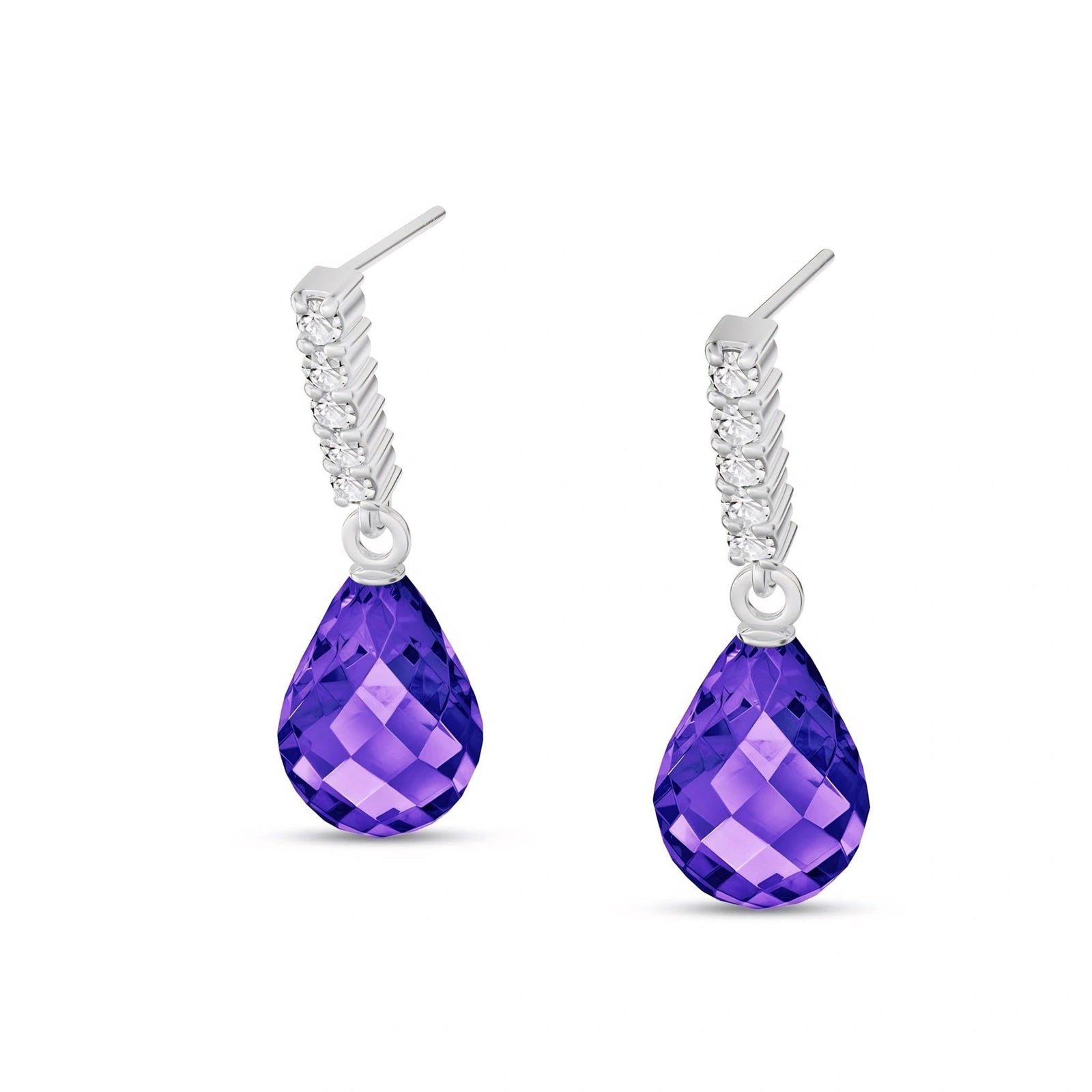 White Gold Earrings Amethyst 10K — Nerina