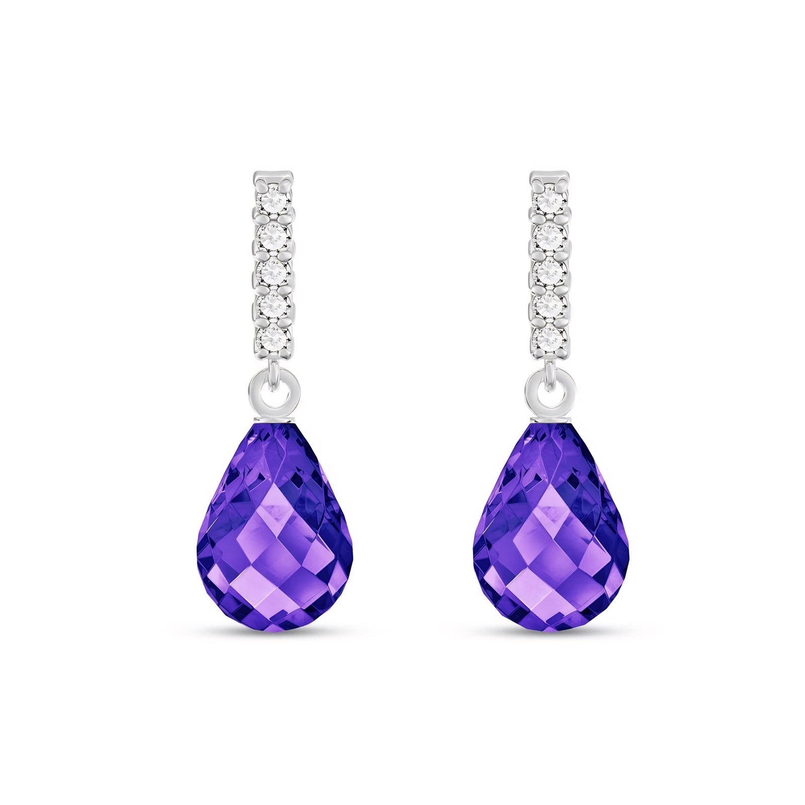 White Gold Earrings Amethyst 10K — Nerina