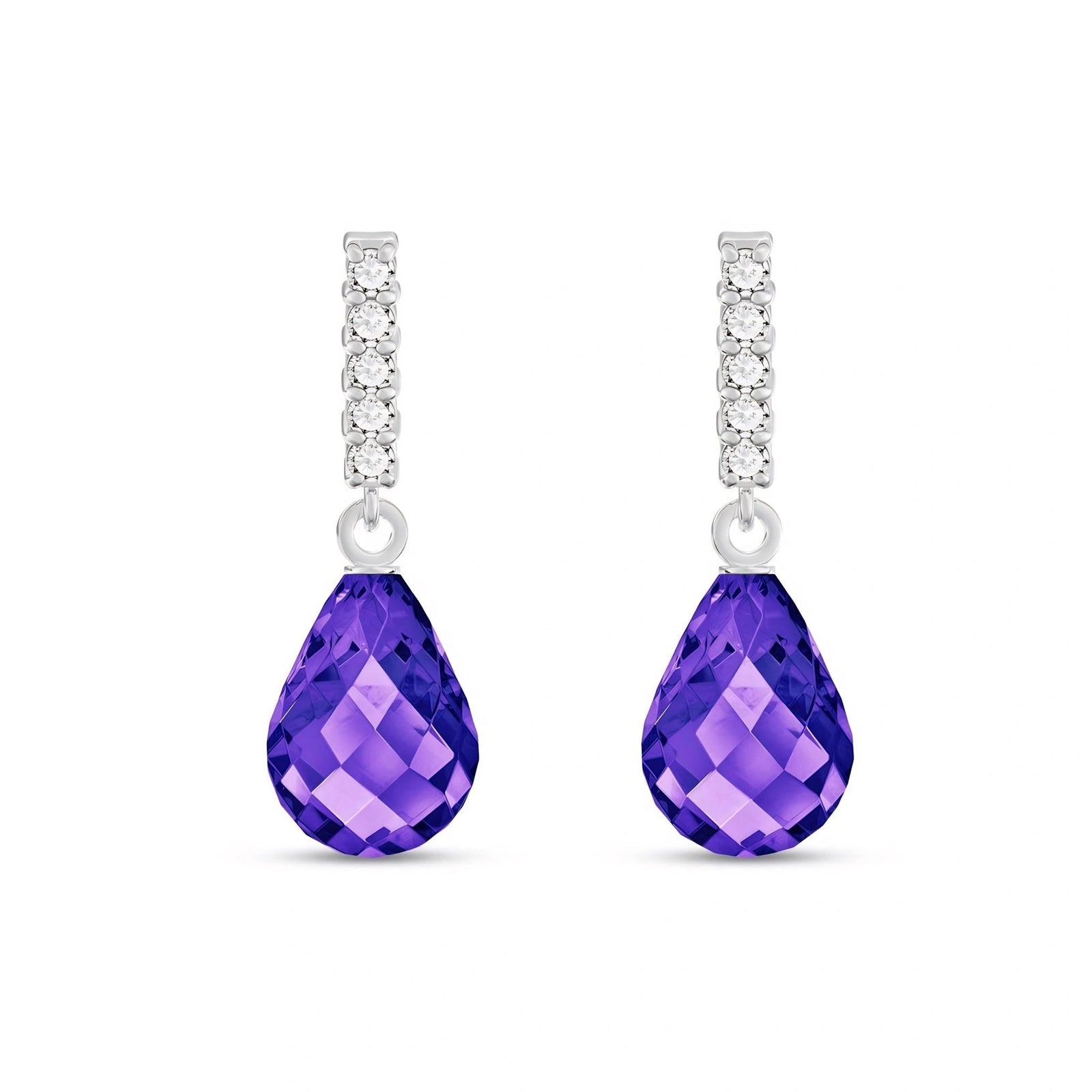 White Gold Earrings Amethyst 10K — Nerina