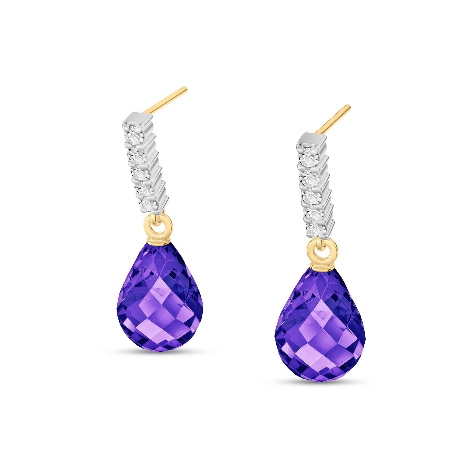 Yellow Gold Earrings Amethyst 10K — Nerina