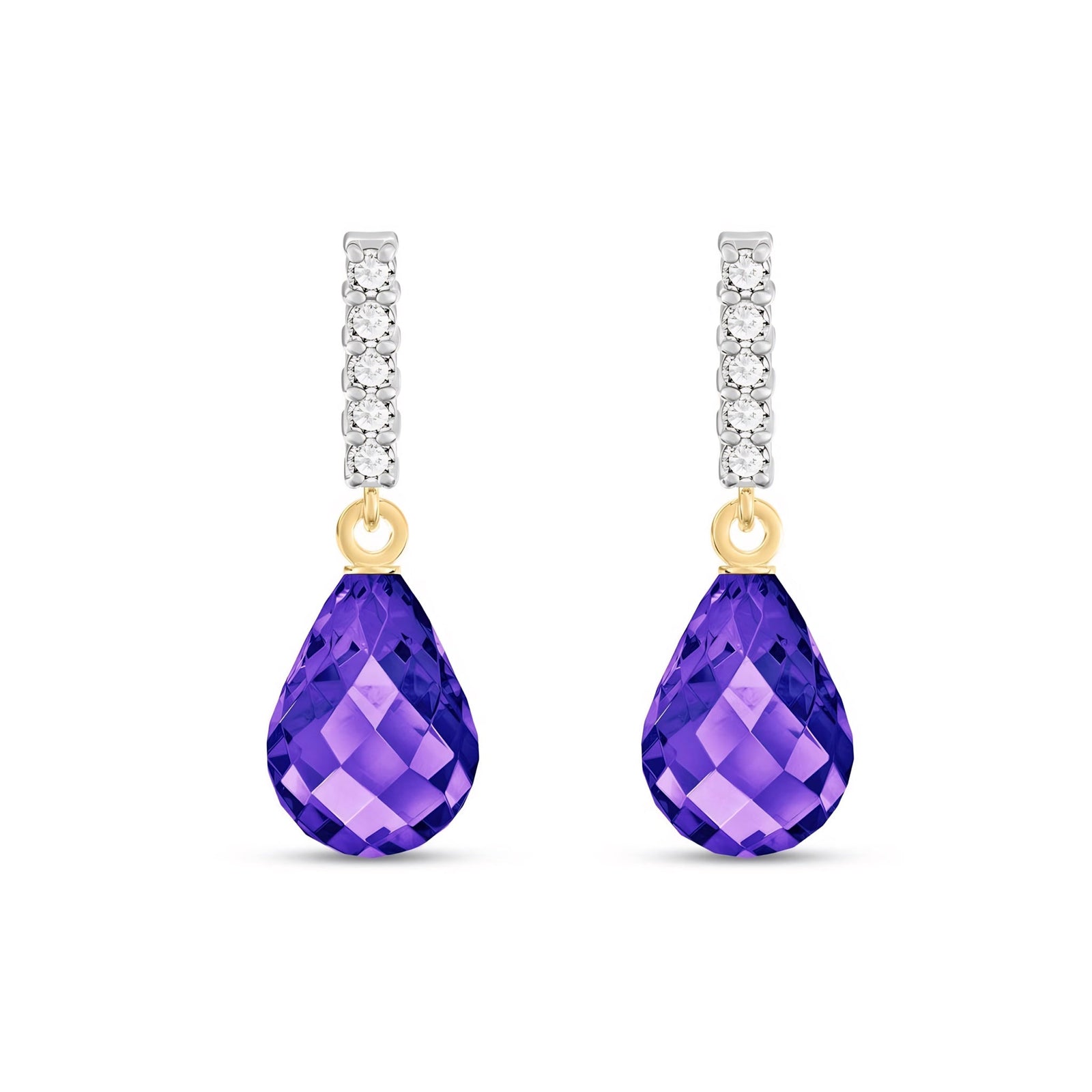 Yellow Gold Earrings Amethyst 10K — Nerina