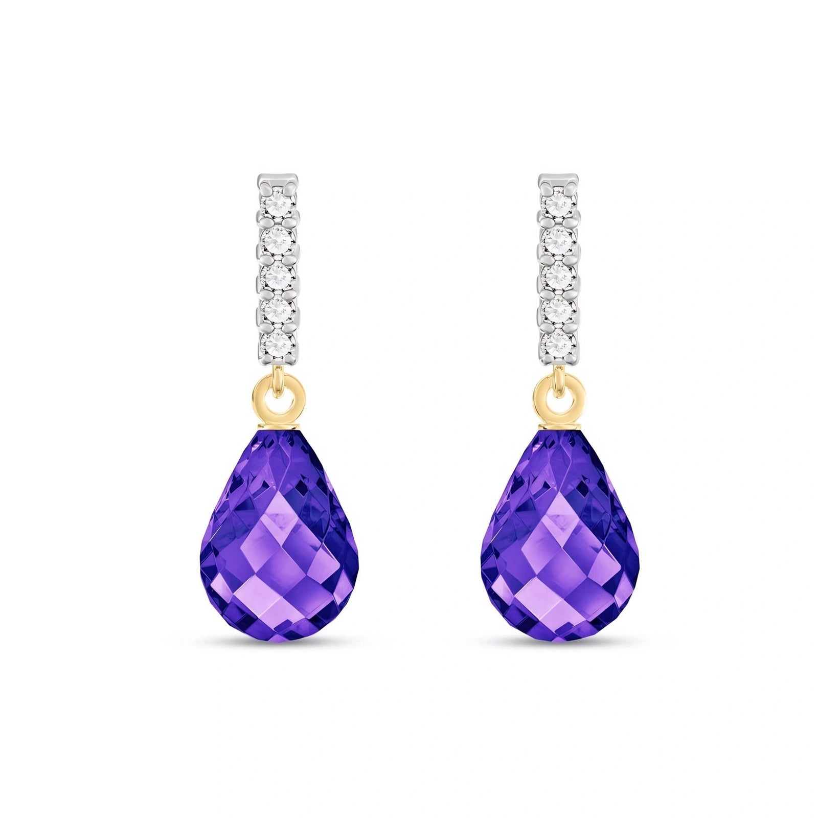 Yellow Gold Earrings Amethyst 10K — Nerina