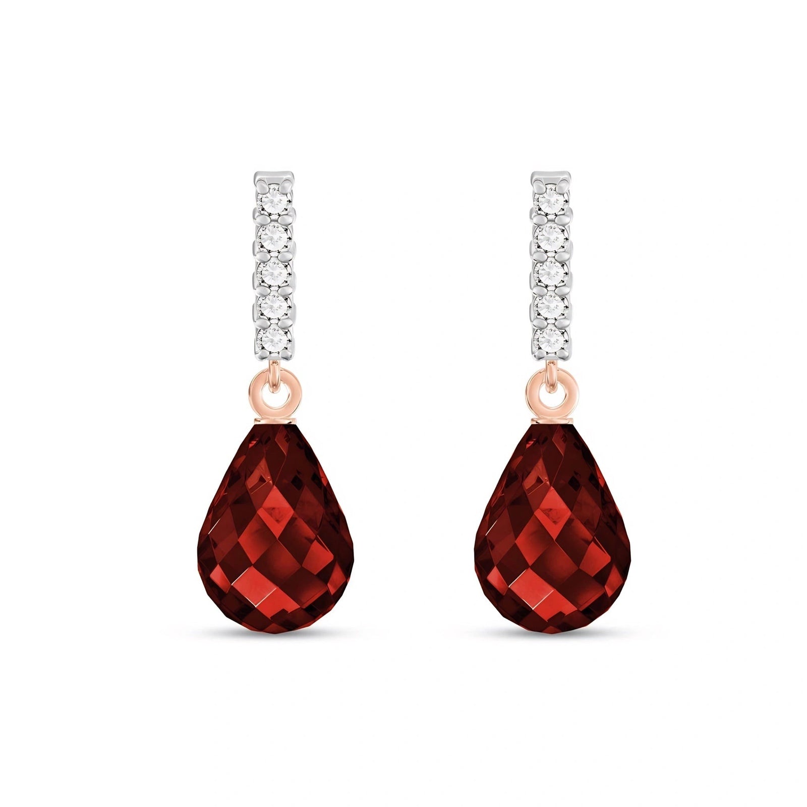 Rose Gold Earrings Garnet 10K — Nerina