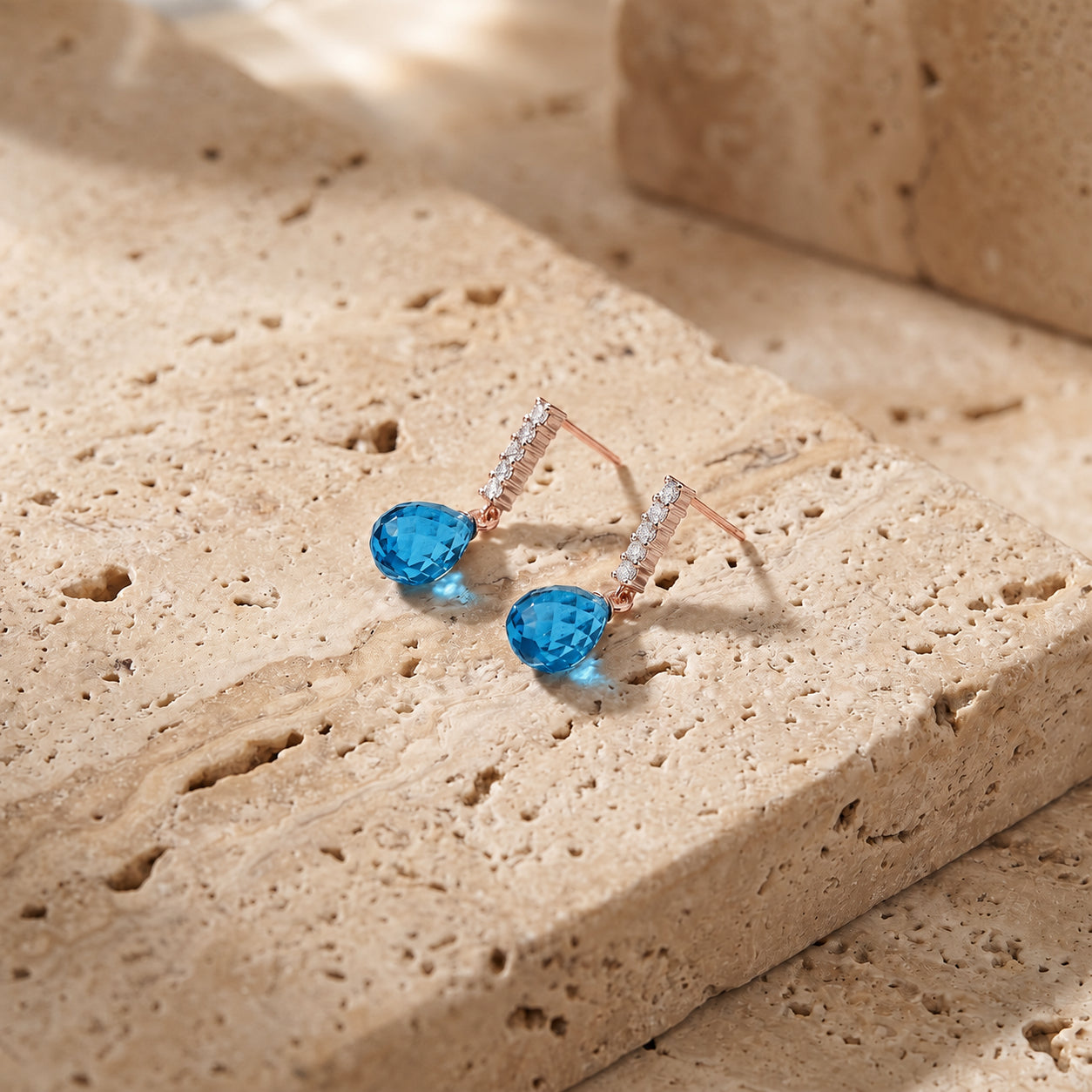 Rose Gold Earrings Garnet 10K — Nerina