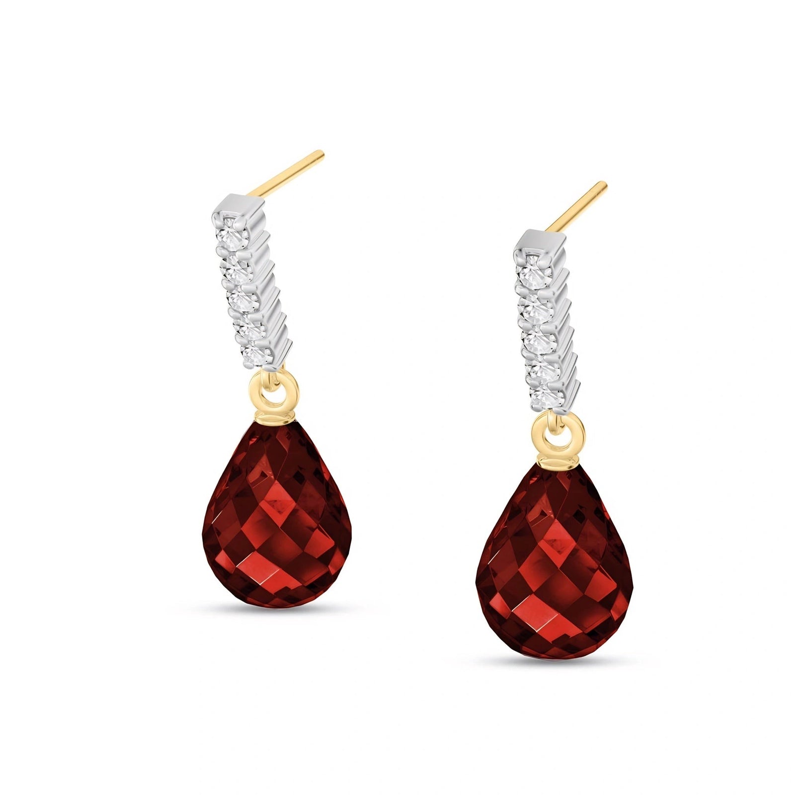 Yellow Gold Earrings Garnet 10K — Nerina