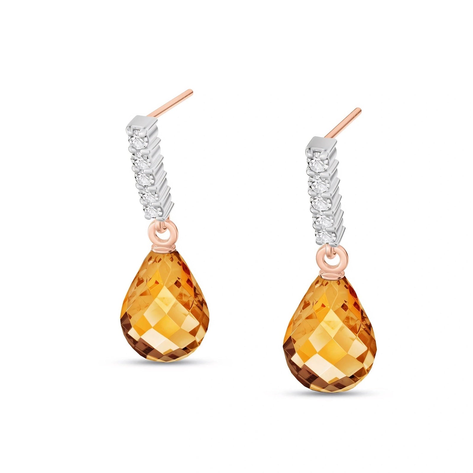 Rose Gold Earrings Citrine 10K — Nerina