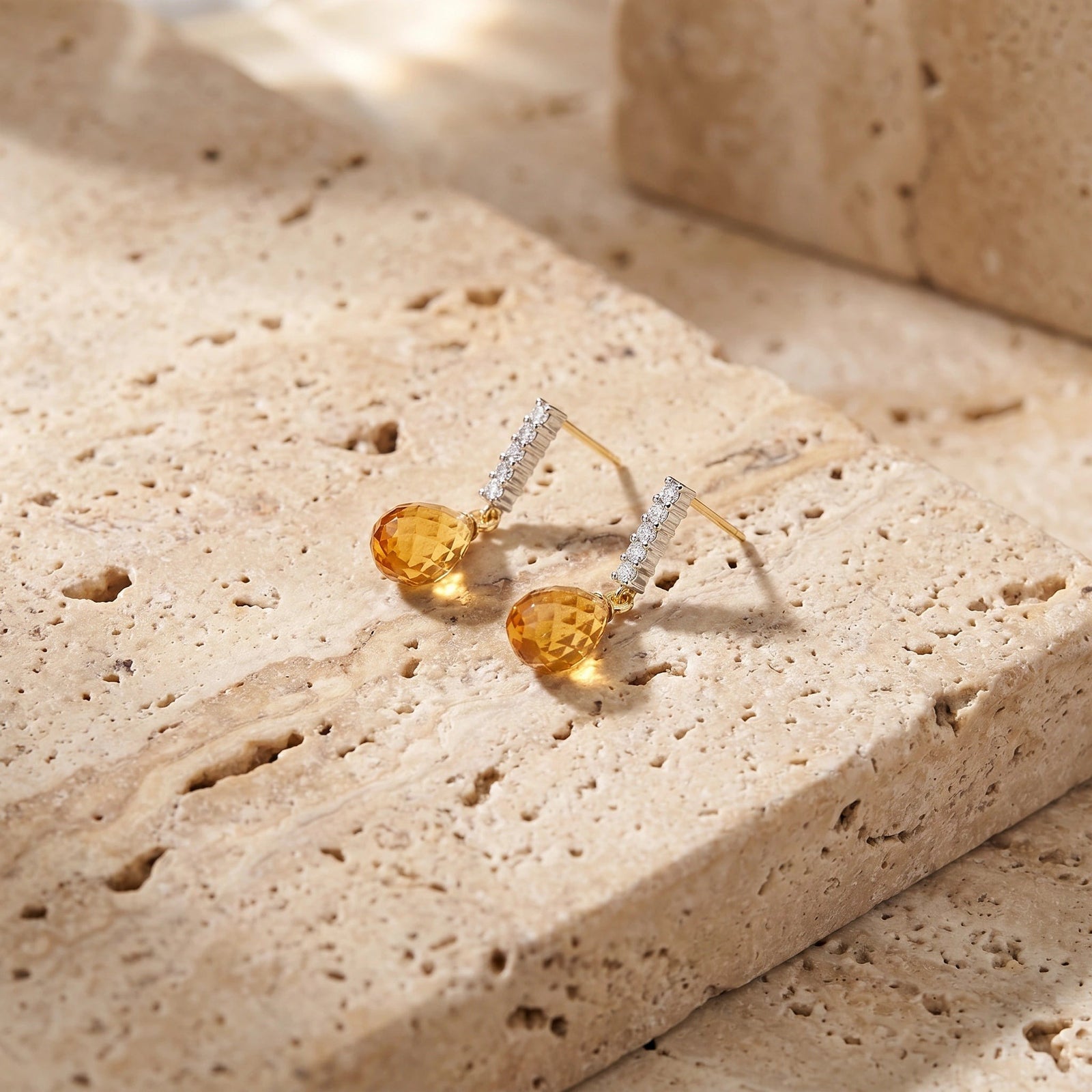 Yellow Gold Earrings Citrine 10K — Nerina