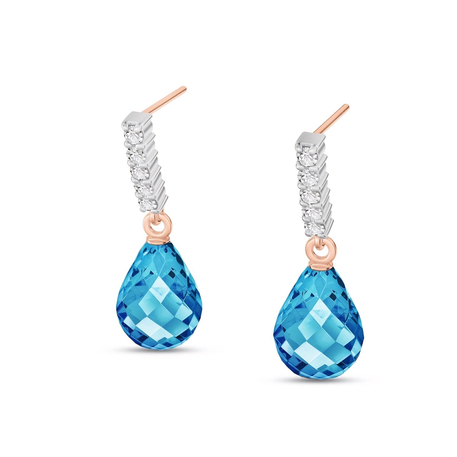 Rose Gold Earrings Blue Topaz 10K — Nerina