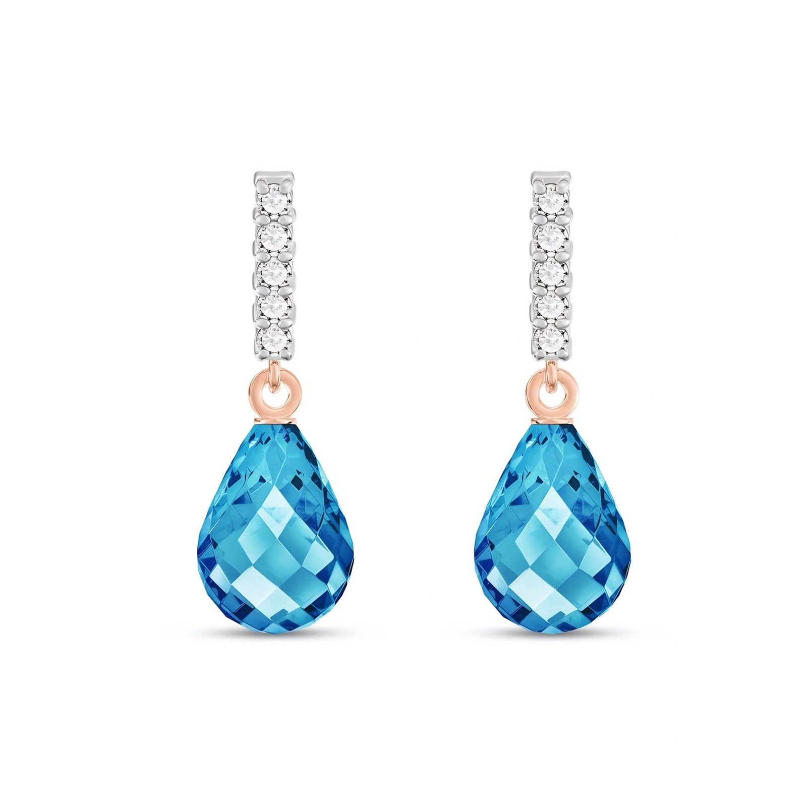 Rose Gold Earrings Blue Topaz 10K — Nerina