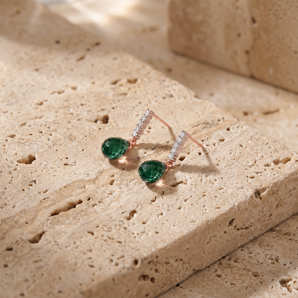 Rose Gold Earrings Blue Topaz 10K — Nerina