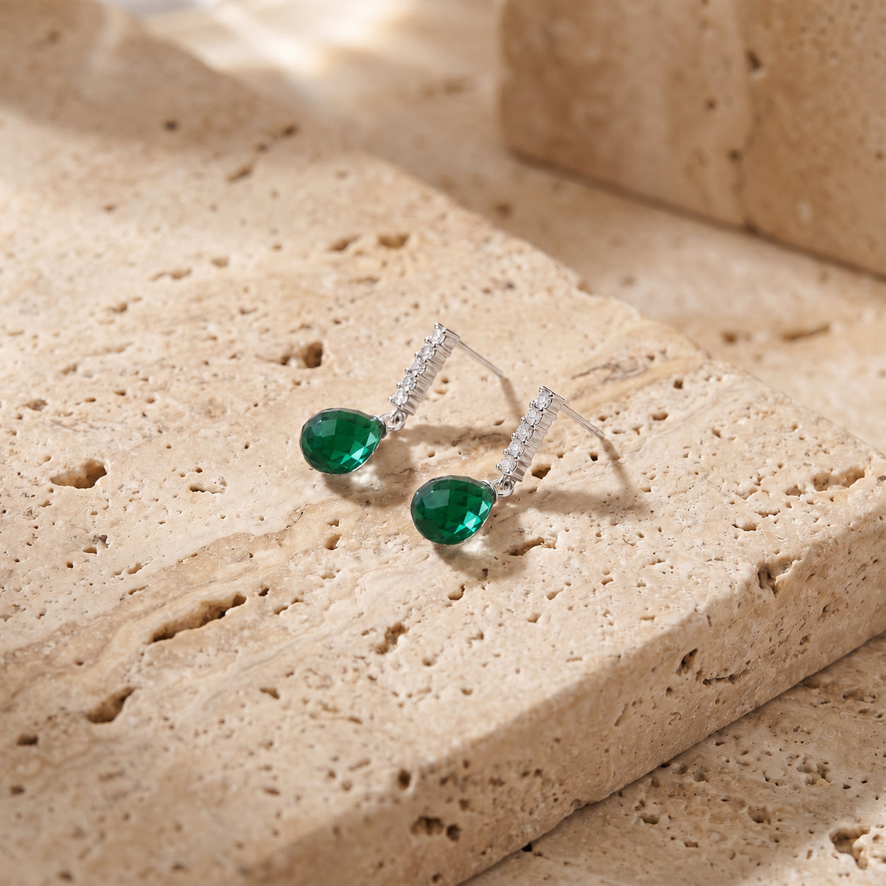 White Gold Earrings Blue Topaz 10K — Nerina