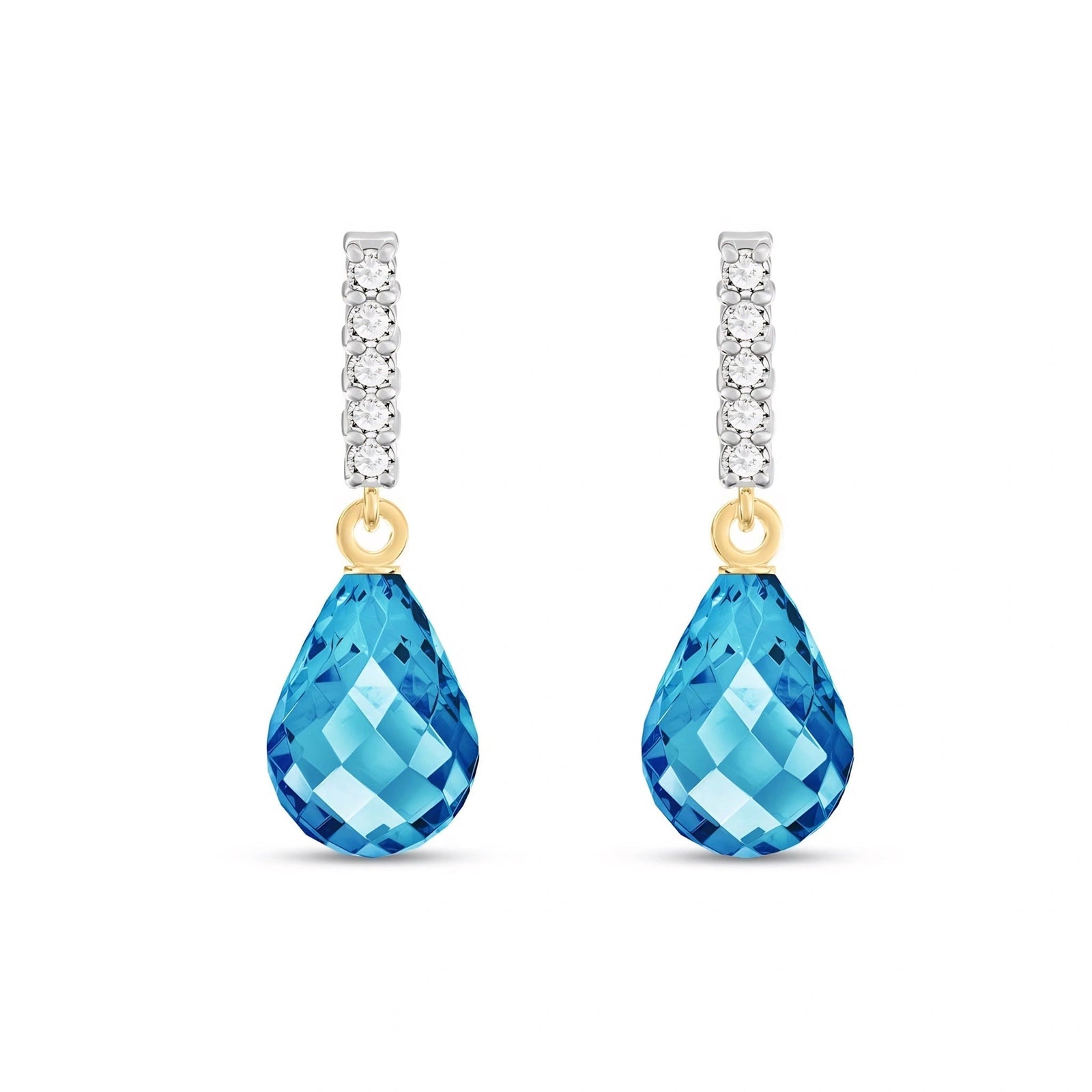 Yellow Gold Earrings Blue Topaz 10K — Nerina