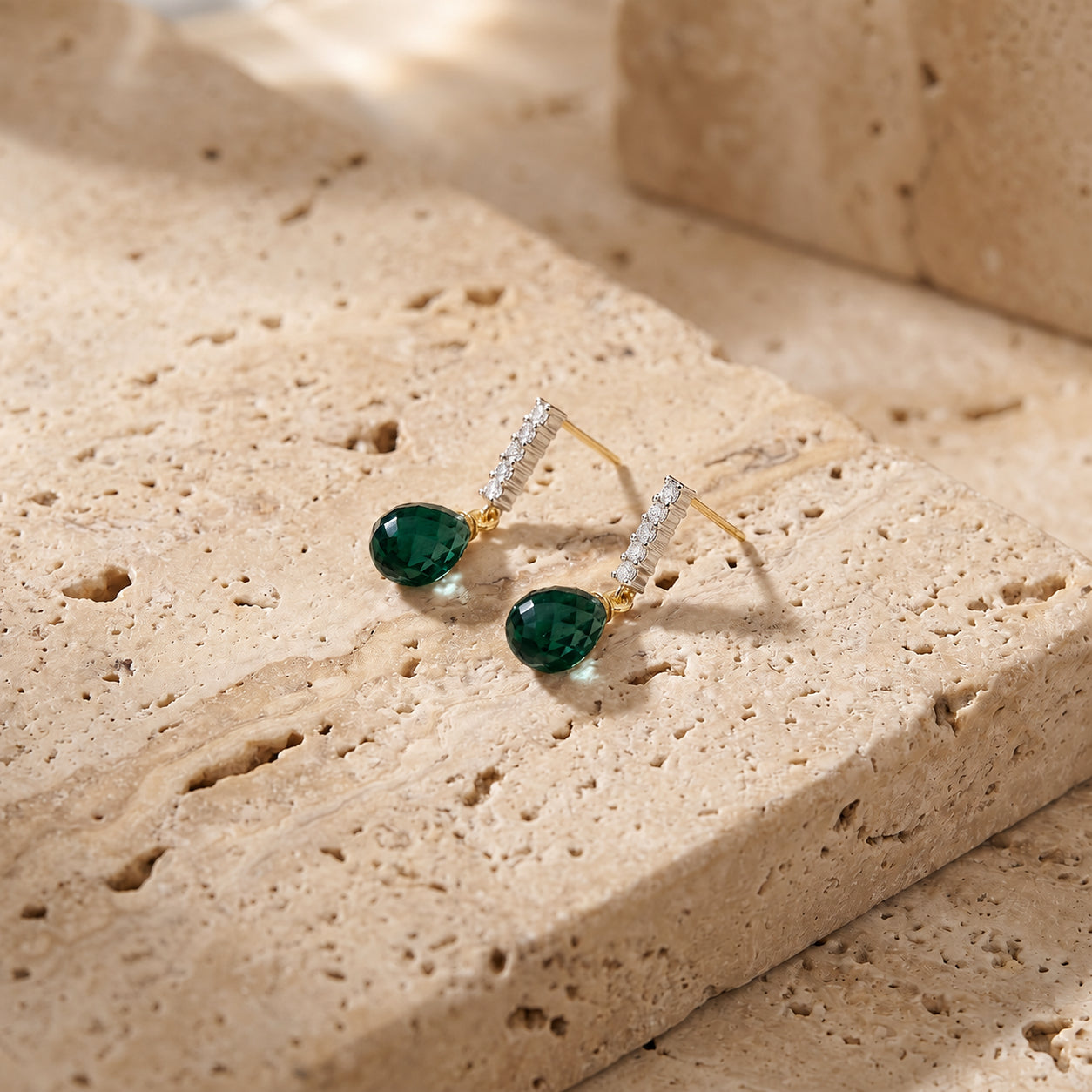 Yellow Gold Earrings Blue Topaz 10K — Nerina
